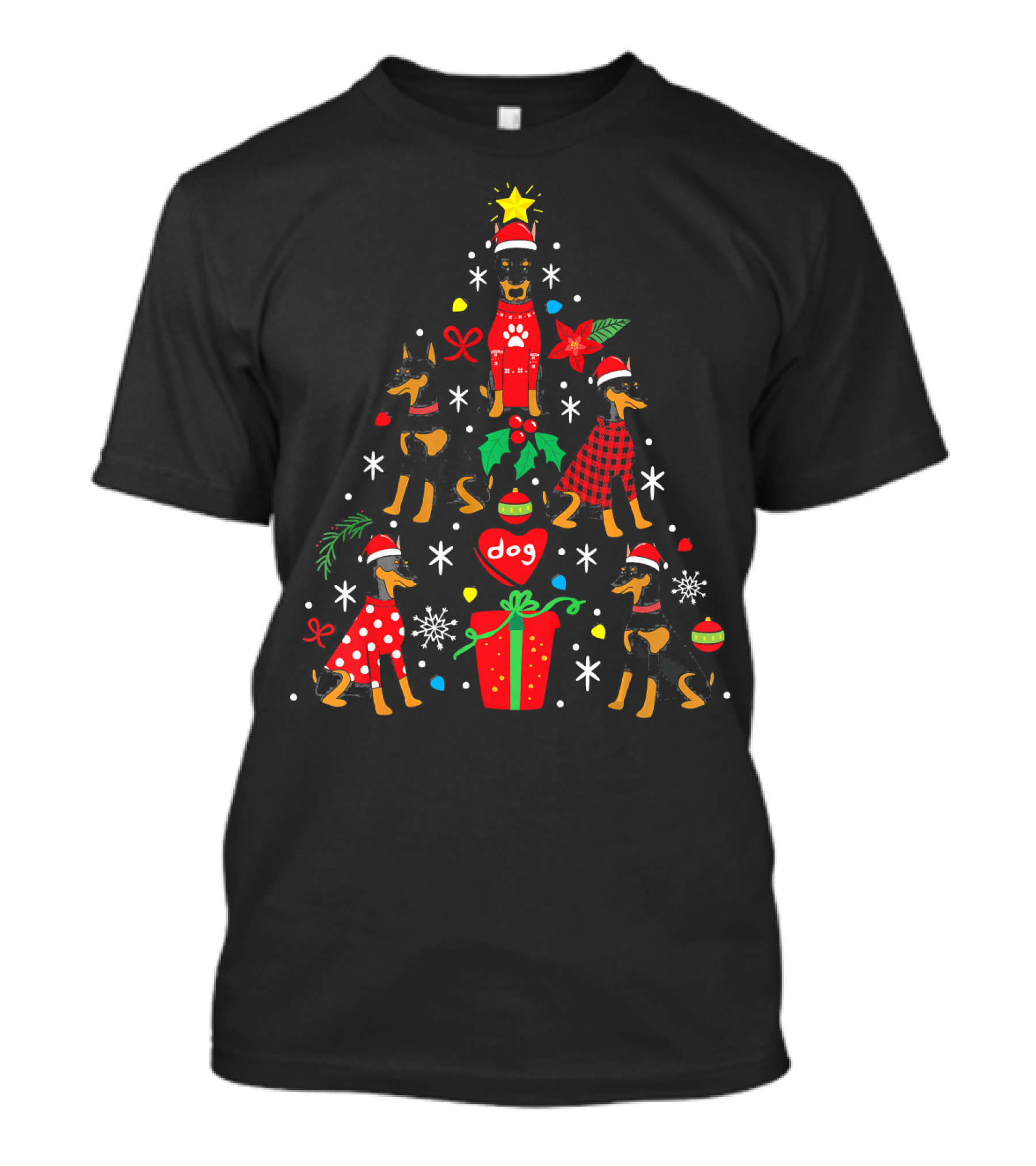 Dog Doberman Christmas Ornament Funny Tree Star T-Shirt