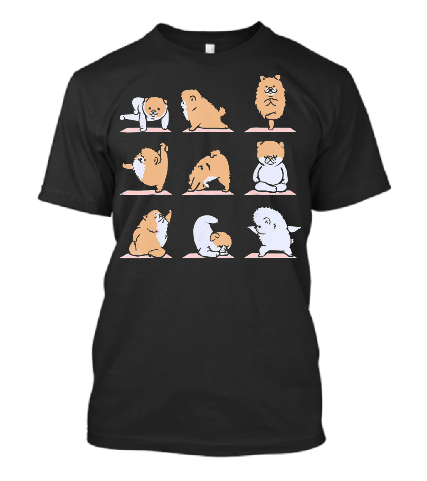 Pomeranian Yoga Poses Illustrated In Humorous T-Shirt