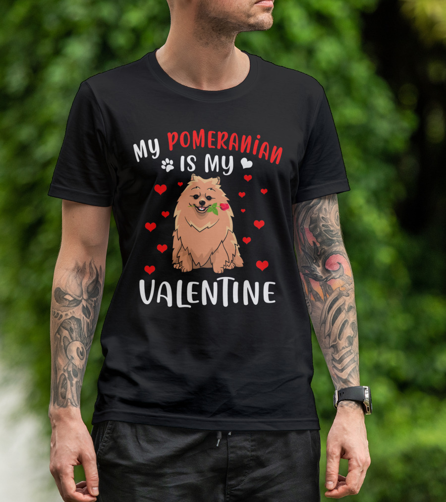 My Pomeranian Is My Valentine Hearts T-Shirt