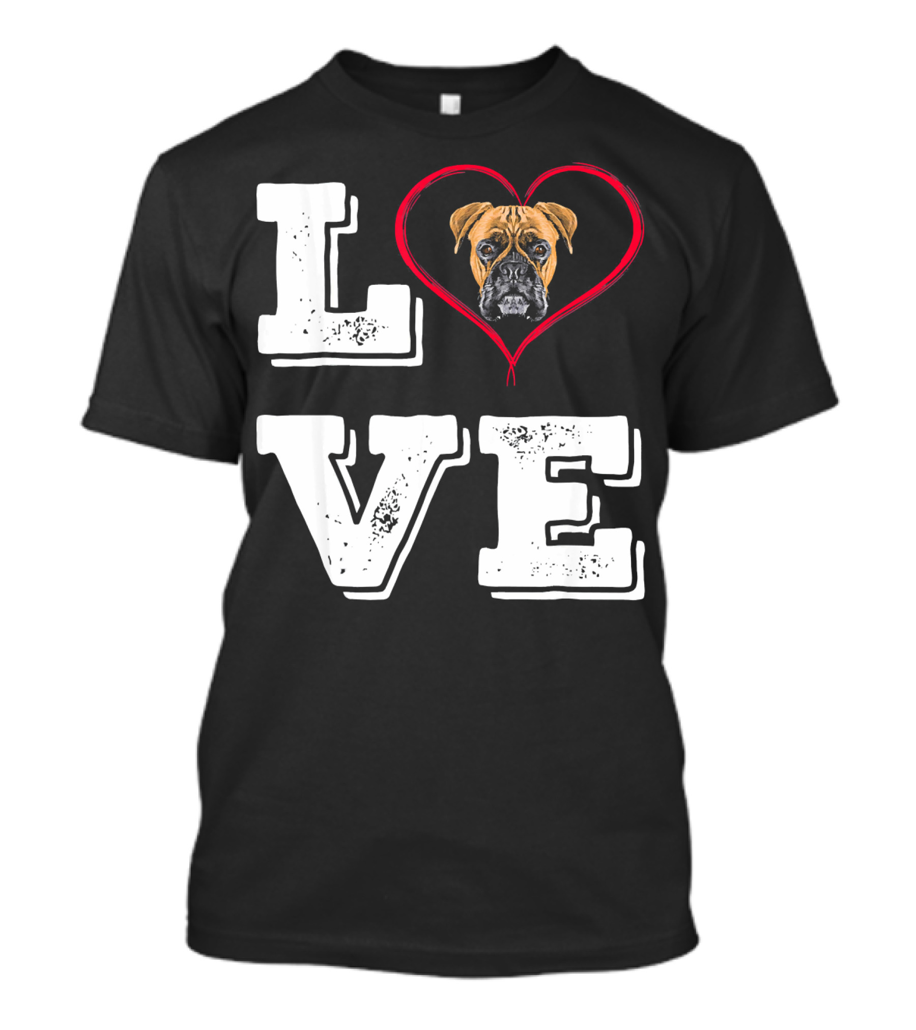 Boxer Lover Dog Mom Love Heart Dog Face T-Shirt