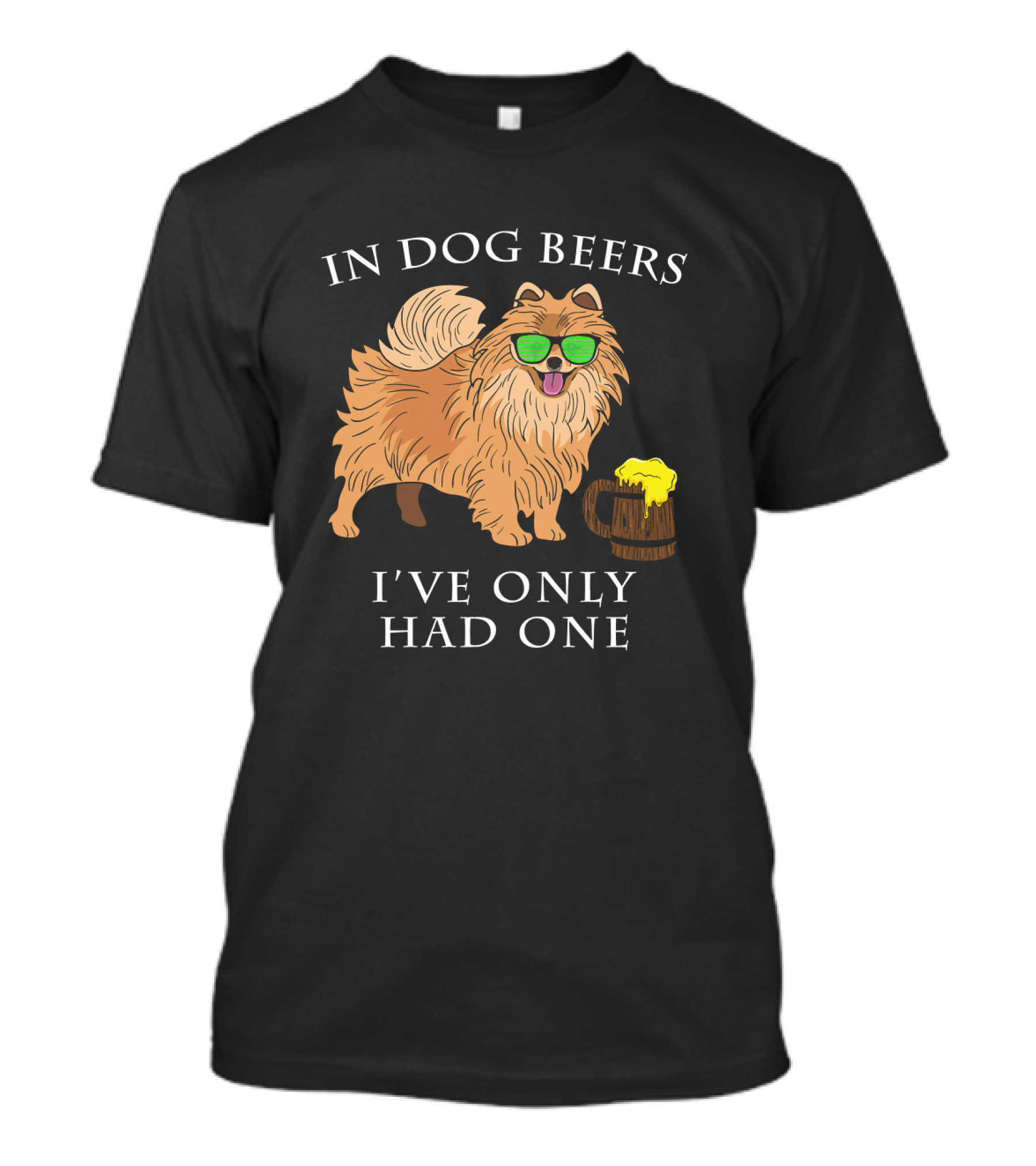 In Dog Beers Pomeranian Sunglasses And Beer Mug T-Shirt