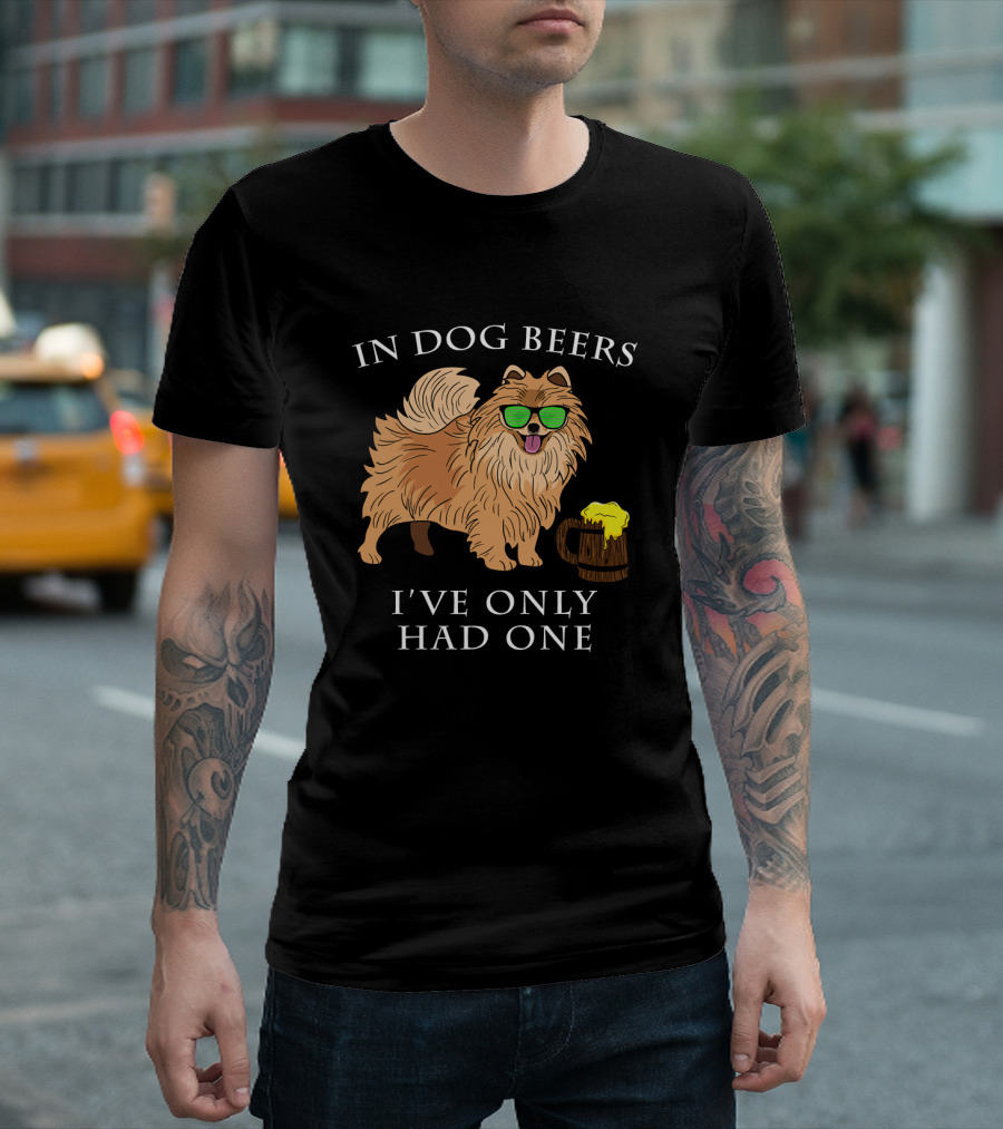 In Dog Beers Pomeranian Sunglasses And Beer Mug T-Shirt