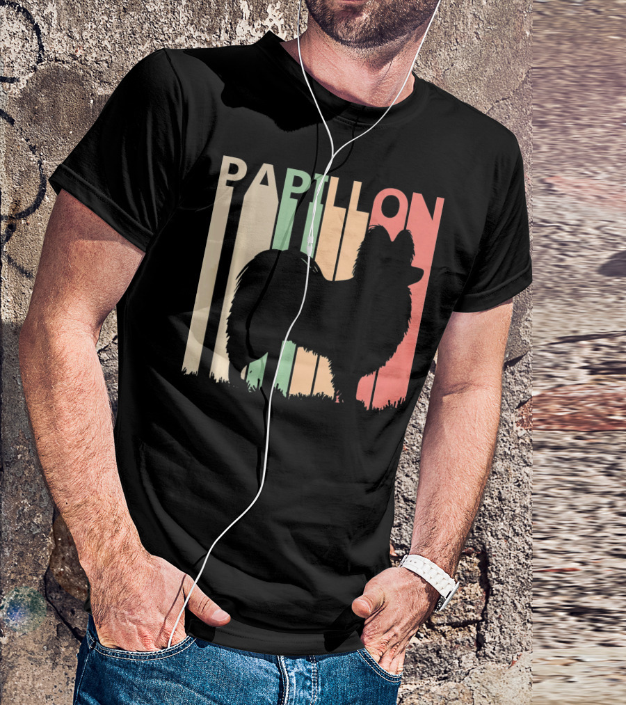 Papillon Retro Silhouette Valentine's Day Dog Lovers T-Shirt