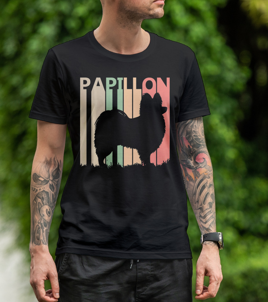 Papillon Retro Silhouette Valentine's Day Dog Lovers T-Shirt