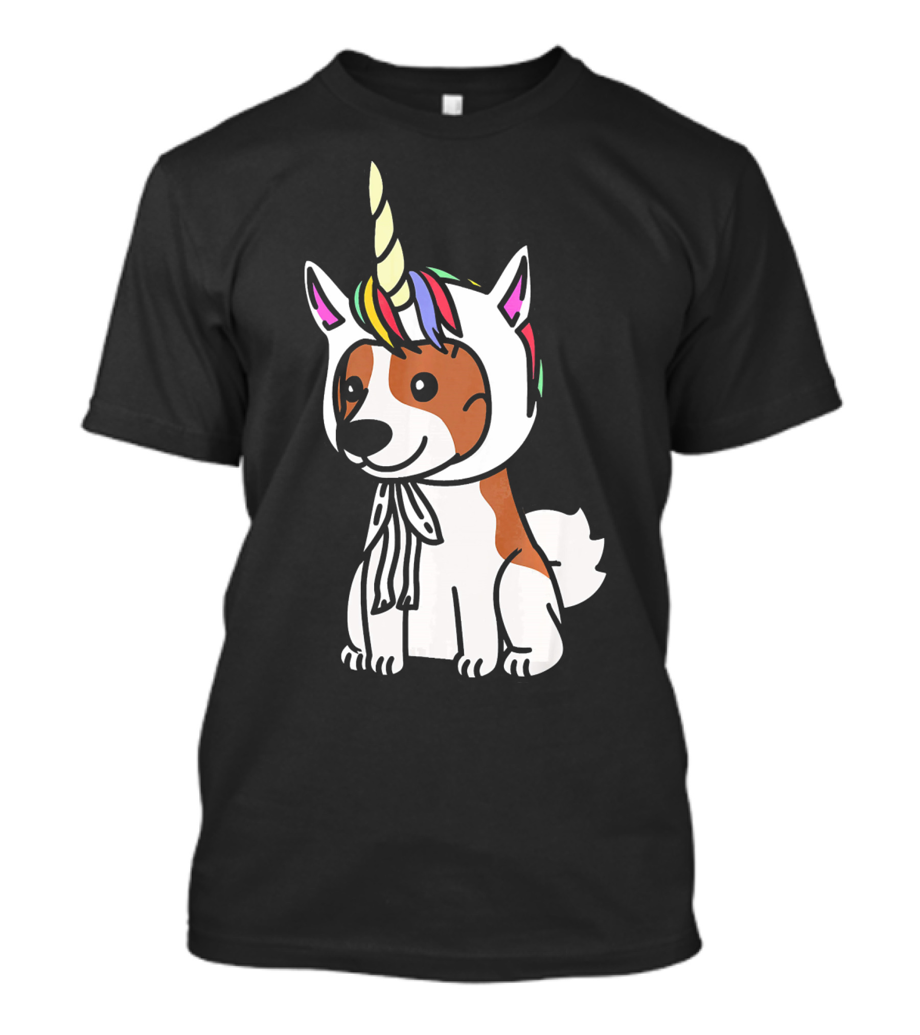Funny Papillon Dog With Unicorn Hat T-Shirt