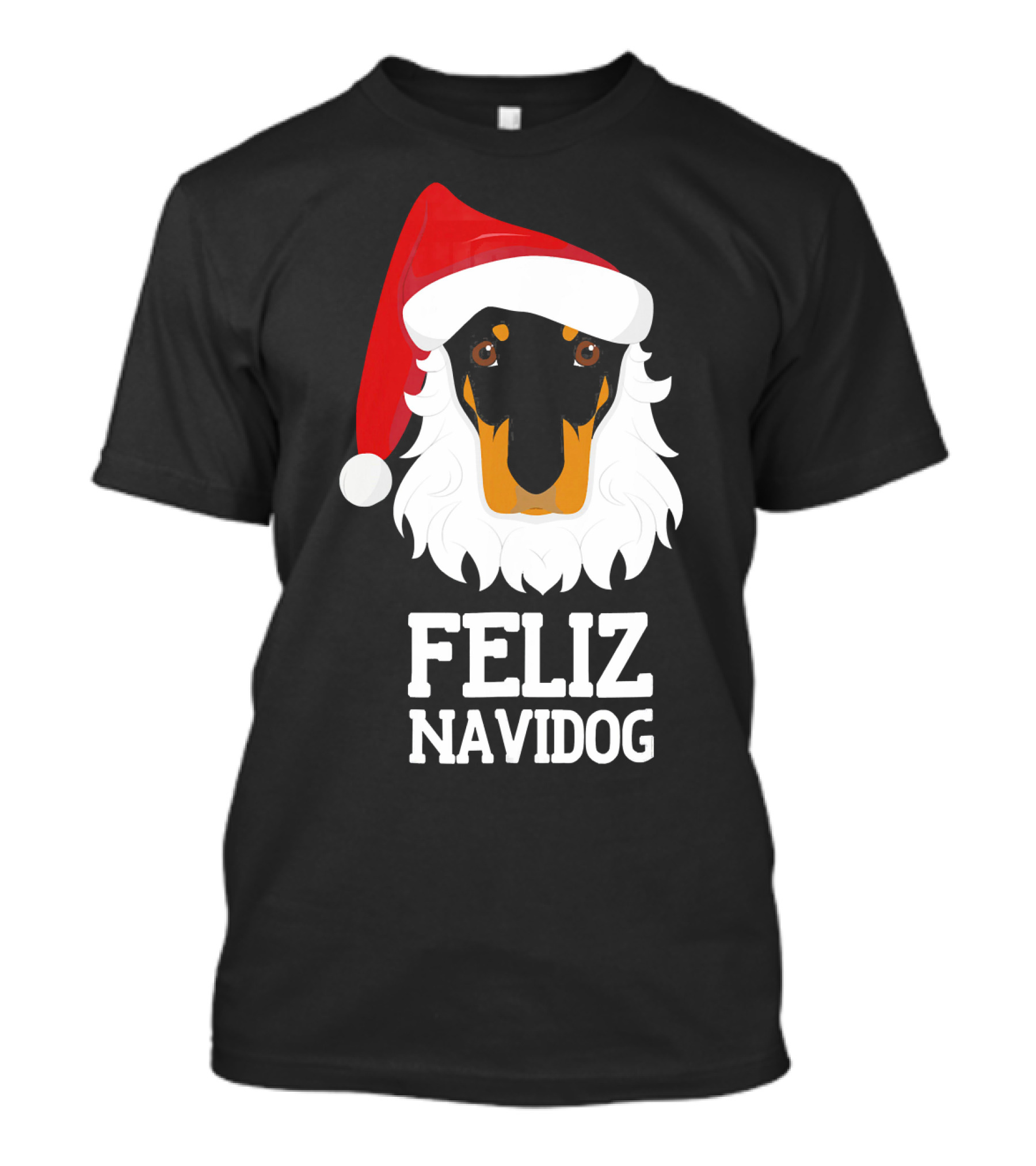 Feliz Navidog Merry Christmas Dog Doberman Santa Hat T-Shirt