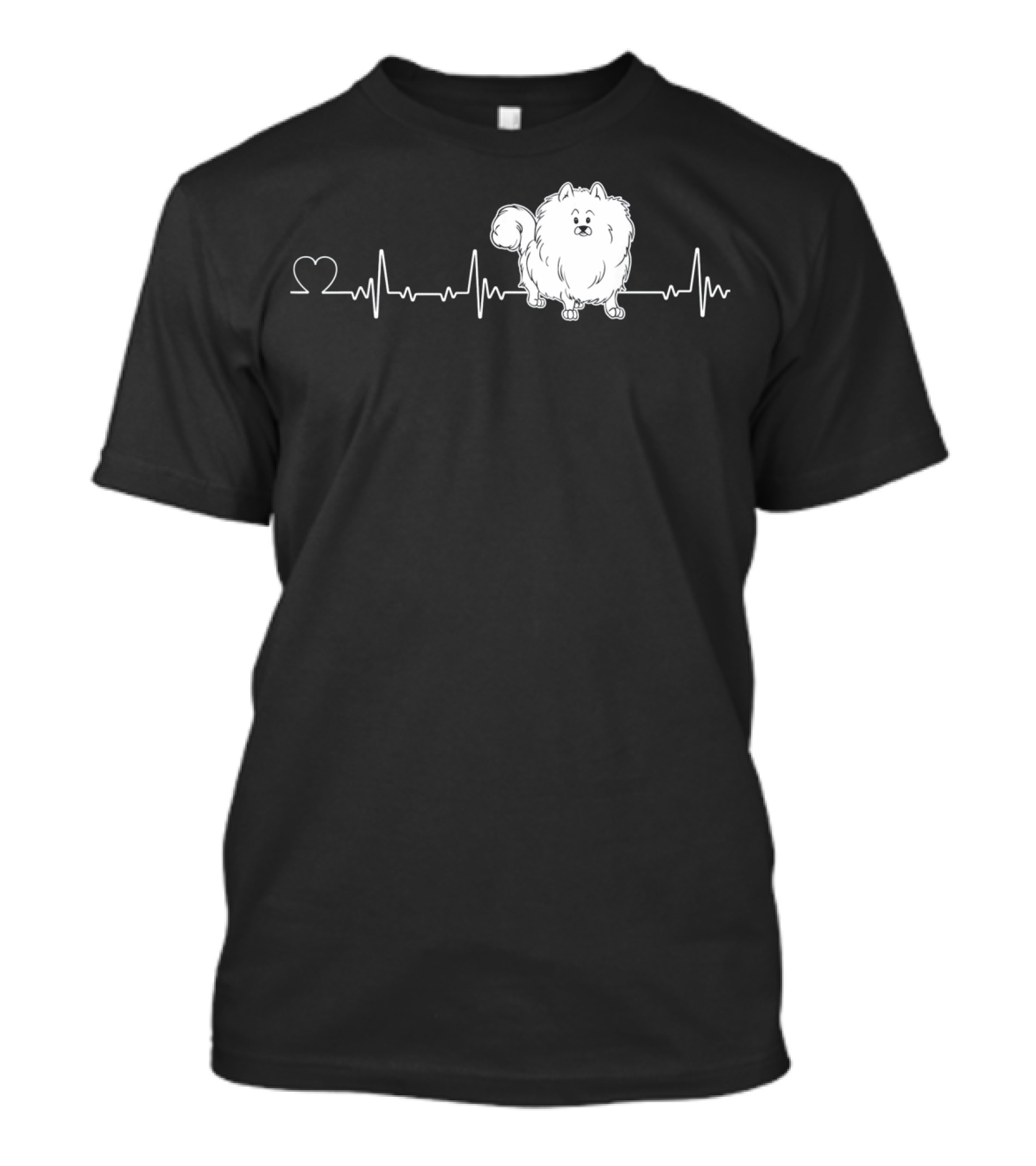 Pomeranian Heartbeat With Heartbeat Line And Heart Image T-Shirt