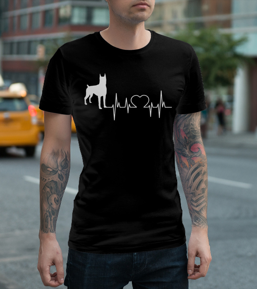 Boxer Dog Dad Heartbeat Love T-Shirt
