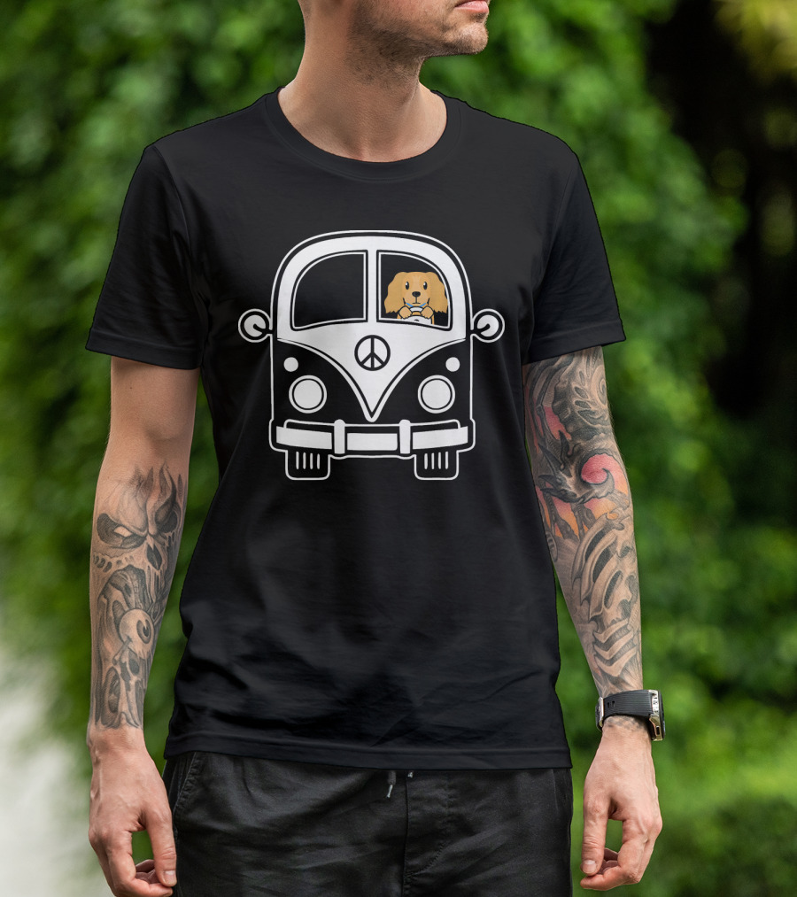 Peace Love Cocker Spaniel Hippie Van T-Shirt
