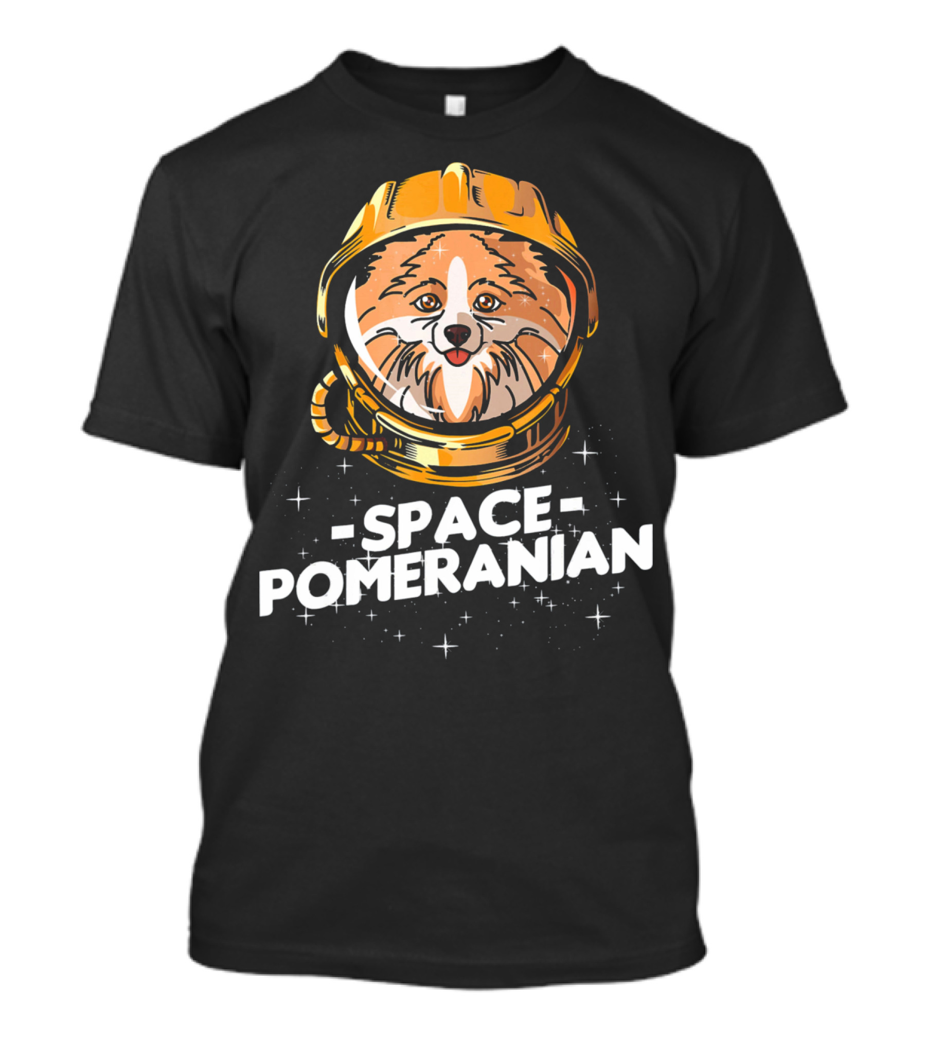 Space Pomeranian Astronaut Helmet Stars T-Shirt