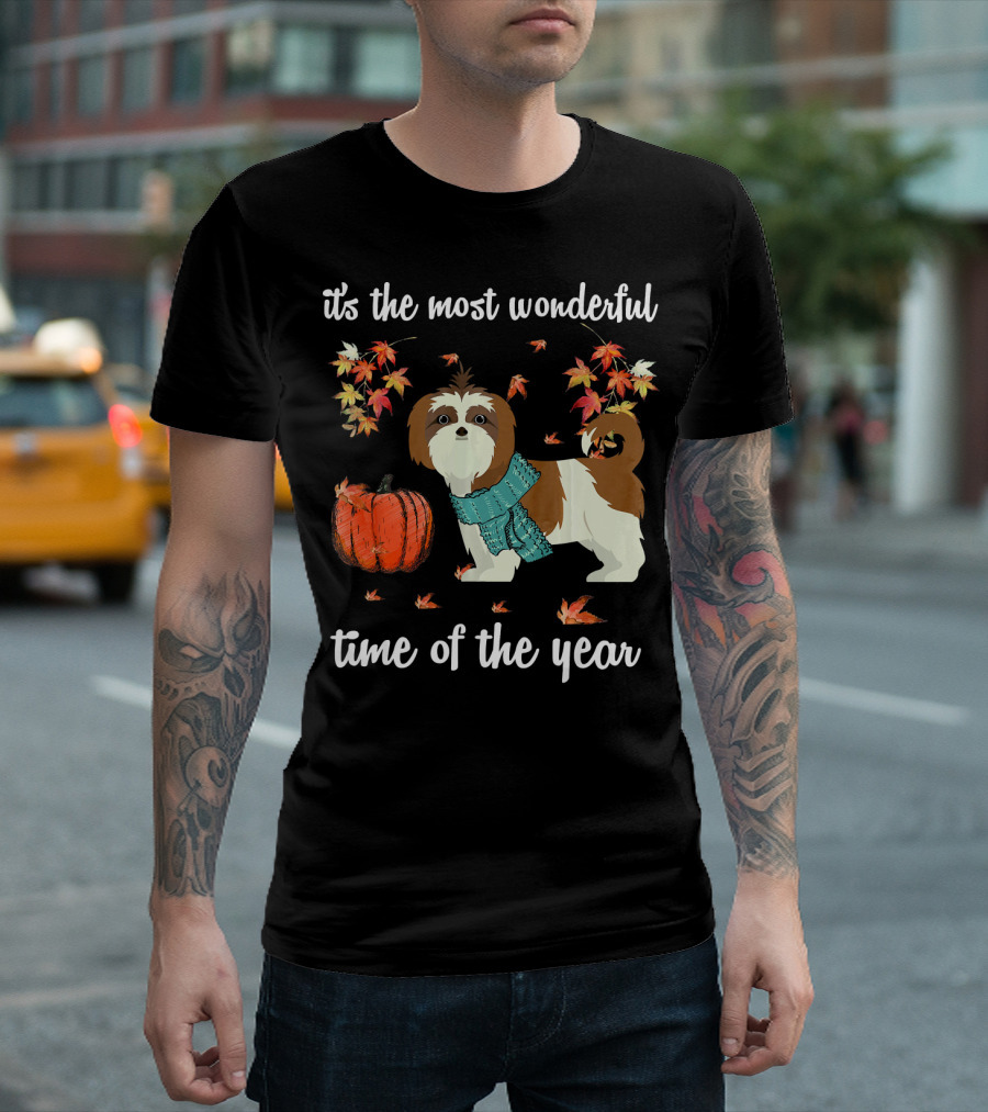 It's the Most Wonderful Time of the Year Shih Tzu Dog Autumn Fall T-Shirt