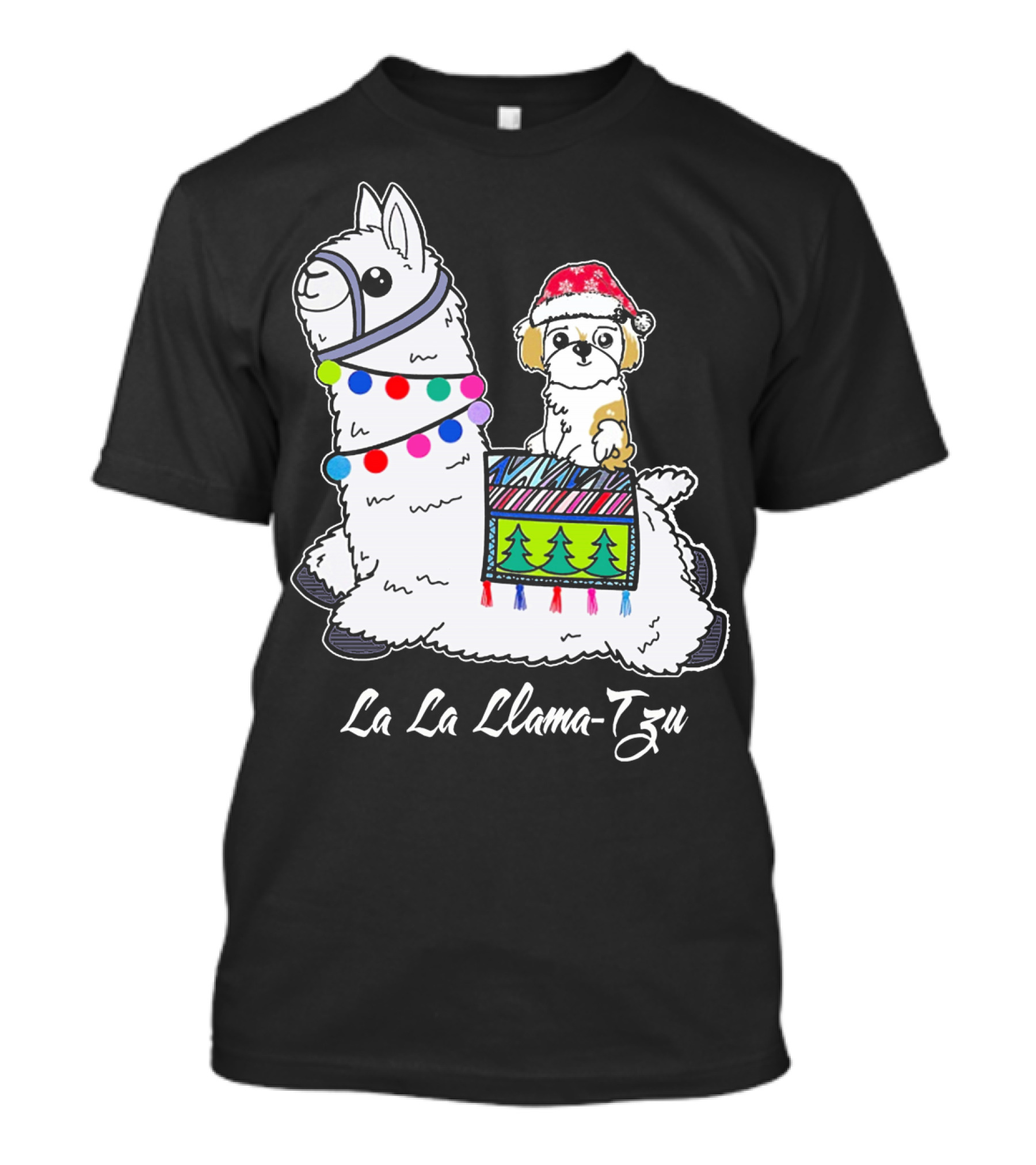 La La Llama-Tzu Christmas Dog Santa Lover T-Shirt