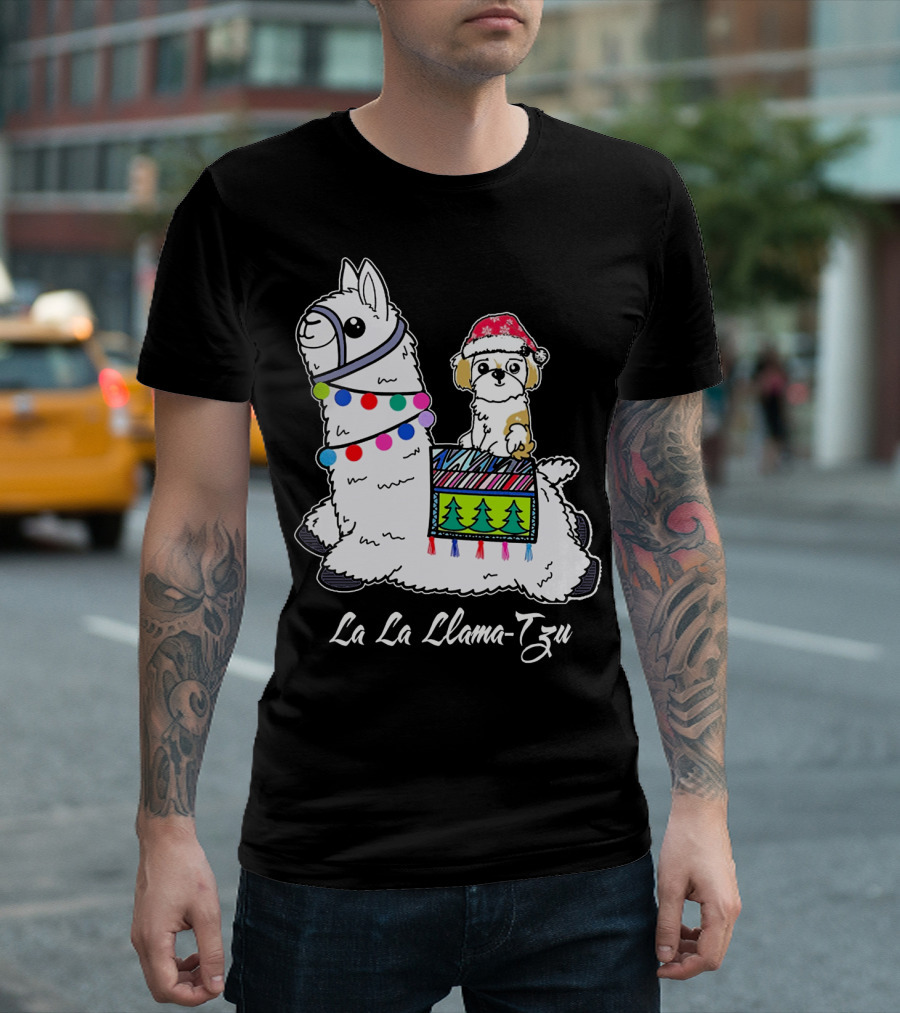 La La Llama-Tzu Christmas Dog Santa Lover T-Shirt