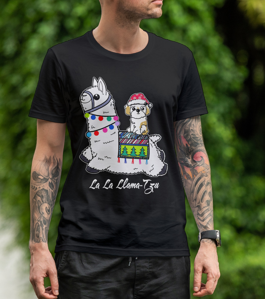 La La Llama-Tzu Christmas Dog Santa Lover T-Shirt