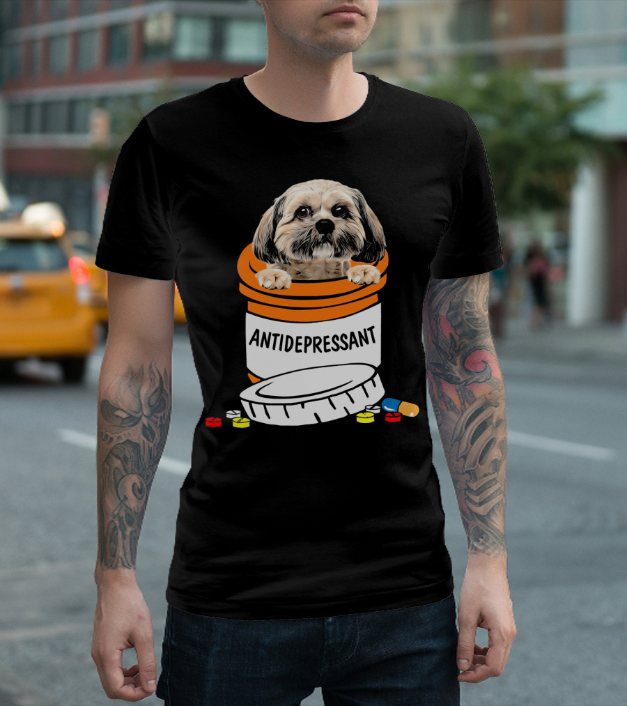 Shih Tzu Antidepressant Prescription Pill Bottle T-Shirt