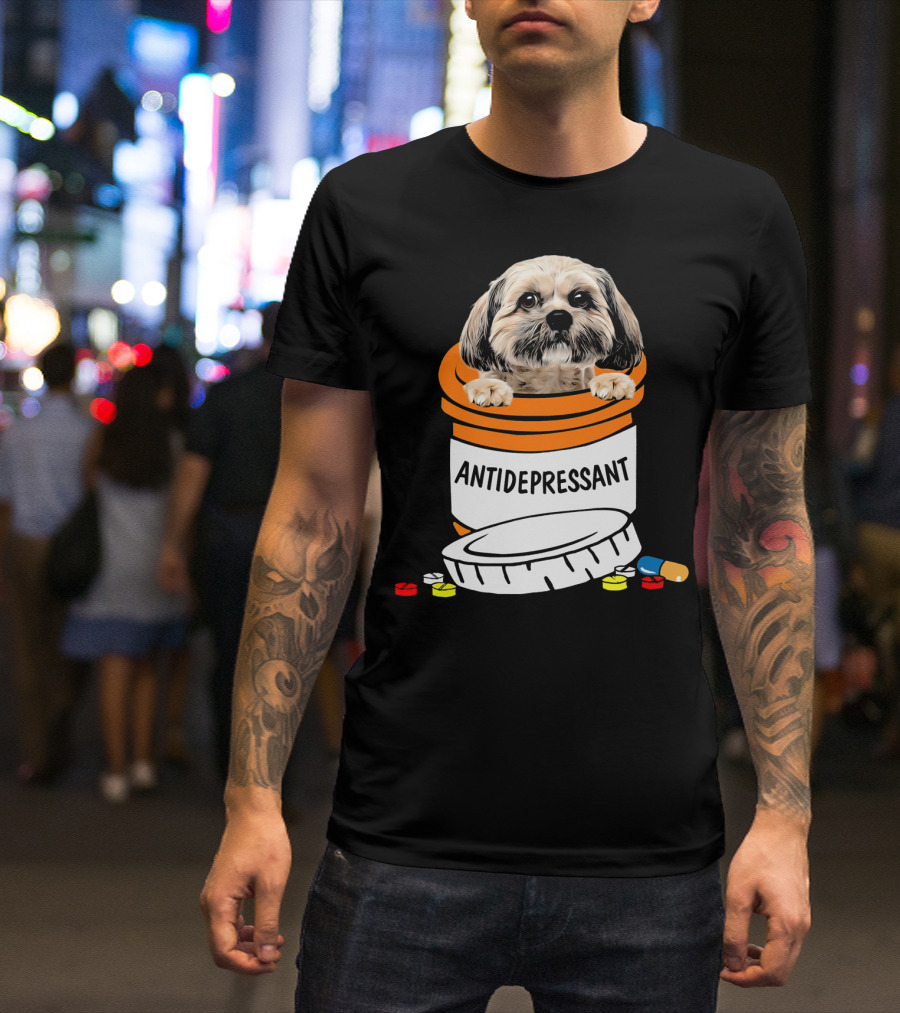 Shih Tzu Antidepressant Prescription Pill Bottle T-Shirt