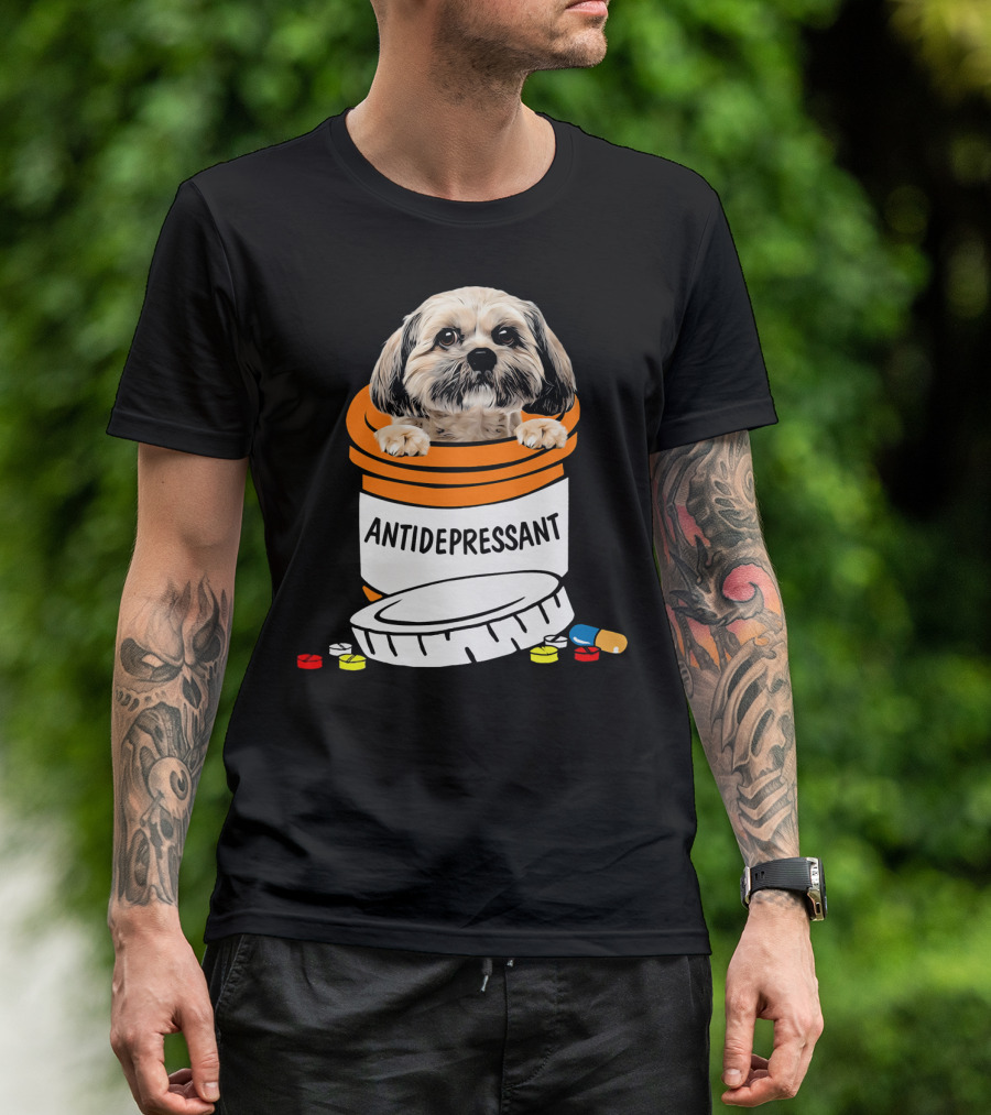 Shih Tzu Antidepressant Prescription Pill Bottle T-Shirt