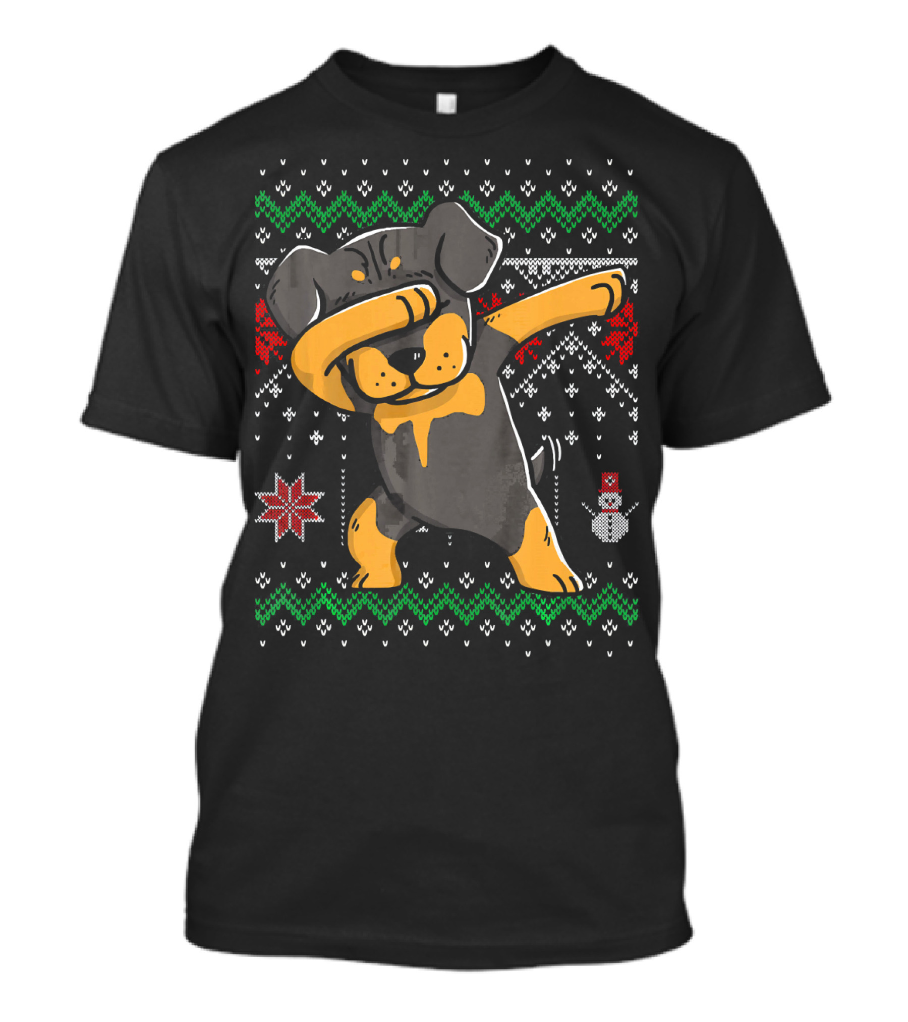 Rottweiler Dabbing Christmas Sweater Dog Holiday Dance Snowman T-Shirt