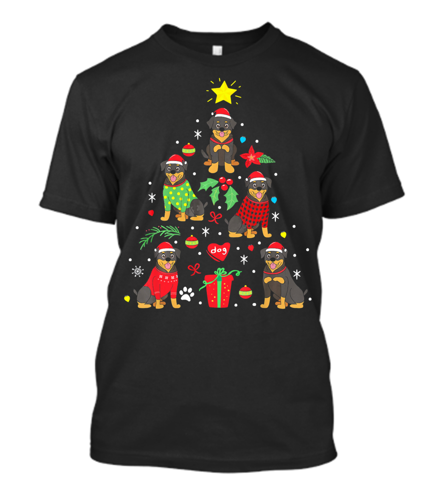 Rottweiler Rottie Mom Christmas Tree Ornament Dog Sweater Holiday T-Shirt
