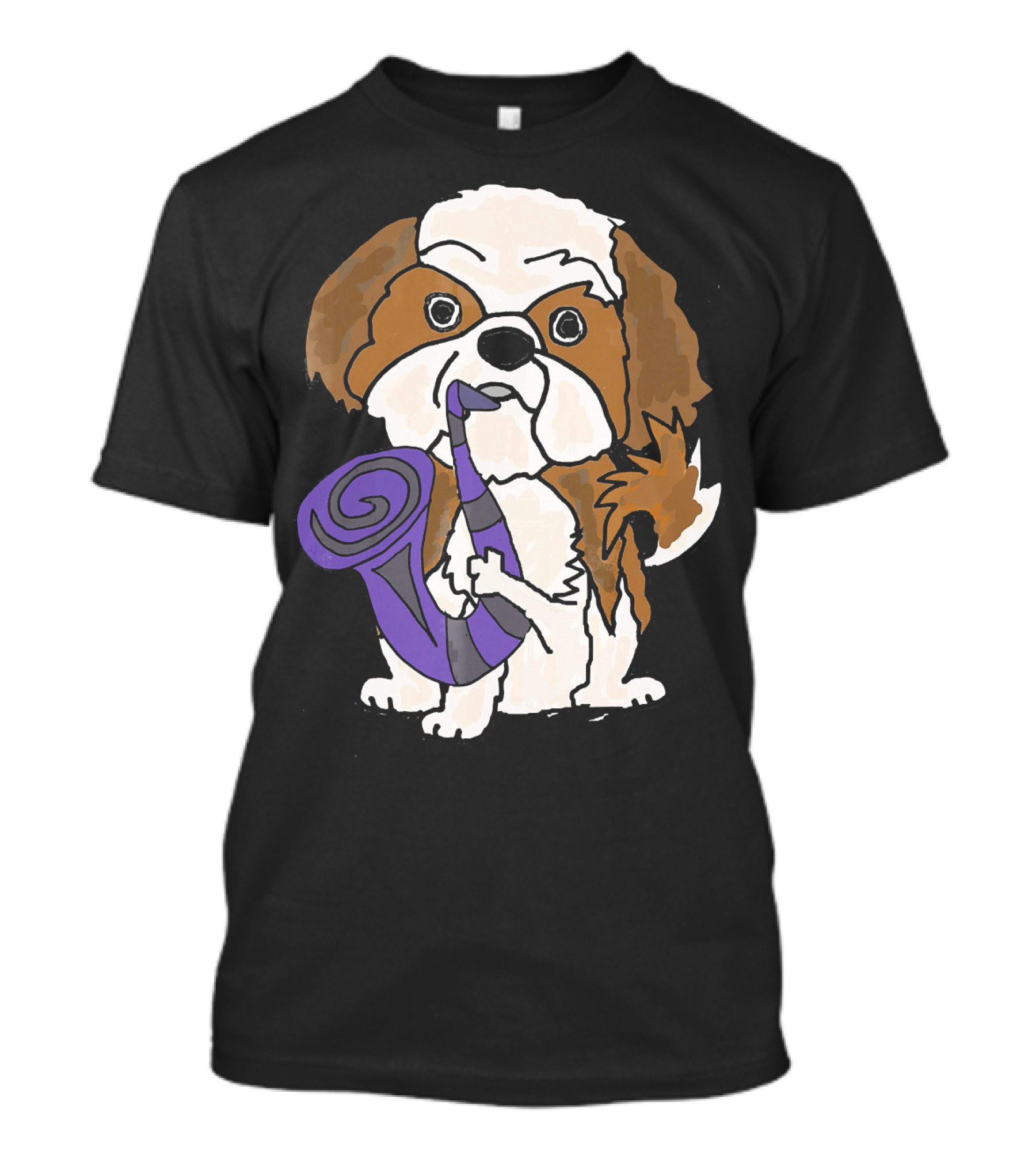 Smilemoretees Shih Tzu Playing Purple Saxophone Fun T-Shirt