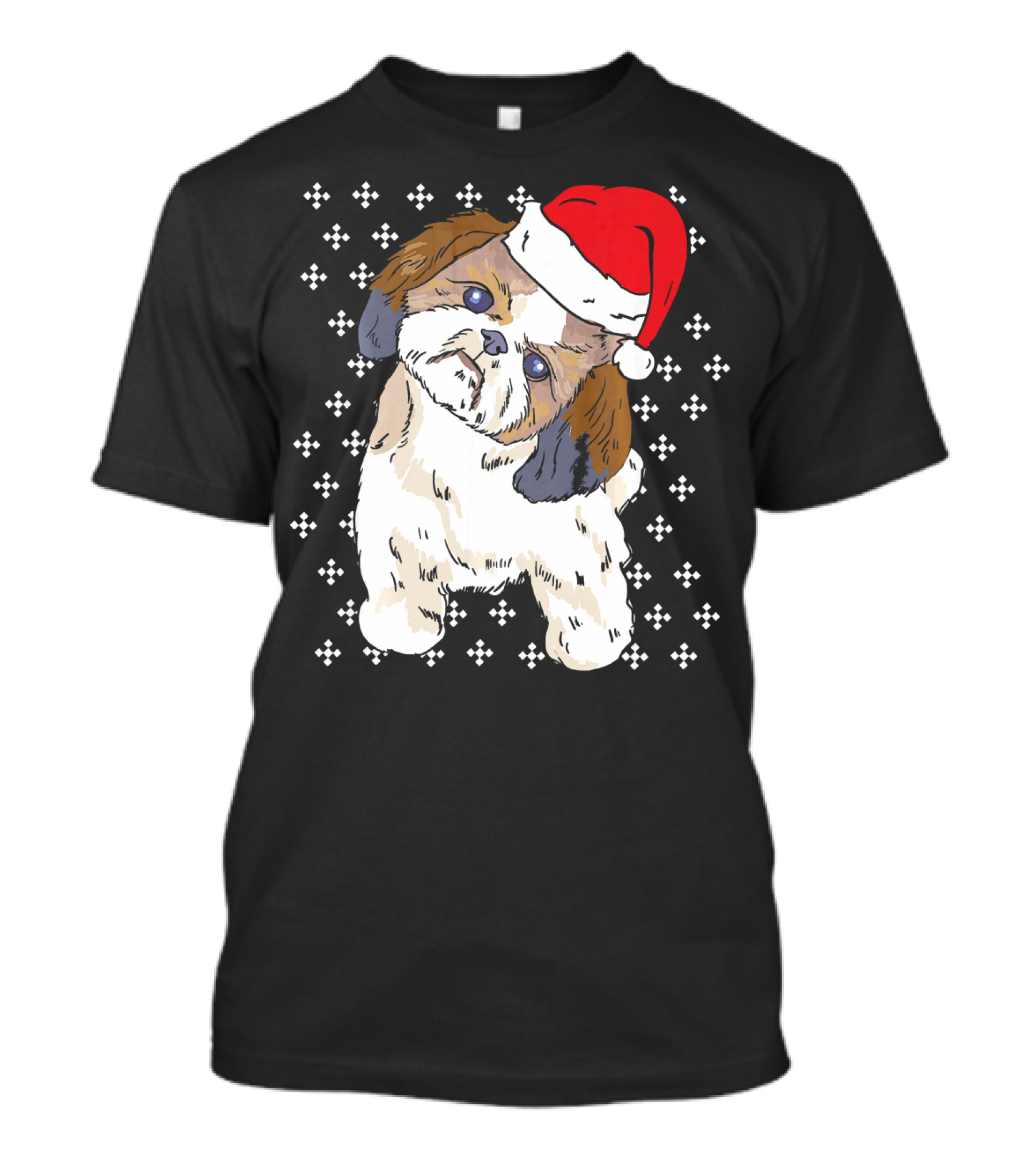 Shih Tzu With Santa Hat Dog Owner Pet Christmas Holiday T-Shirt