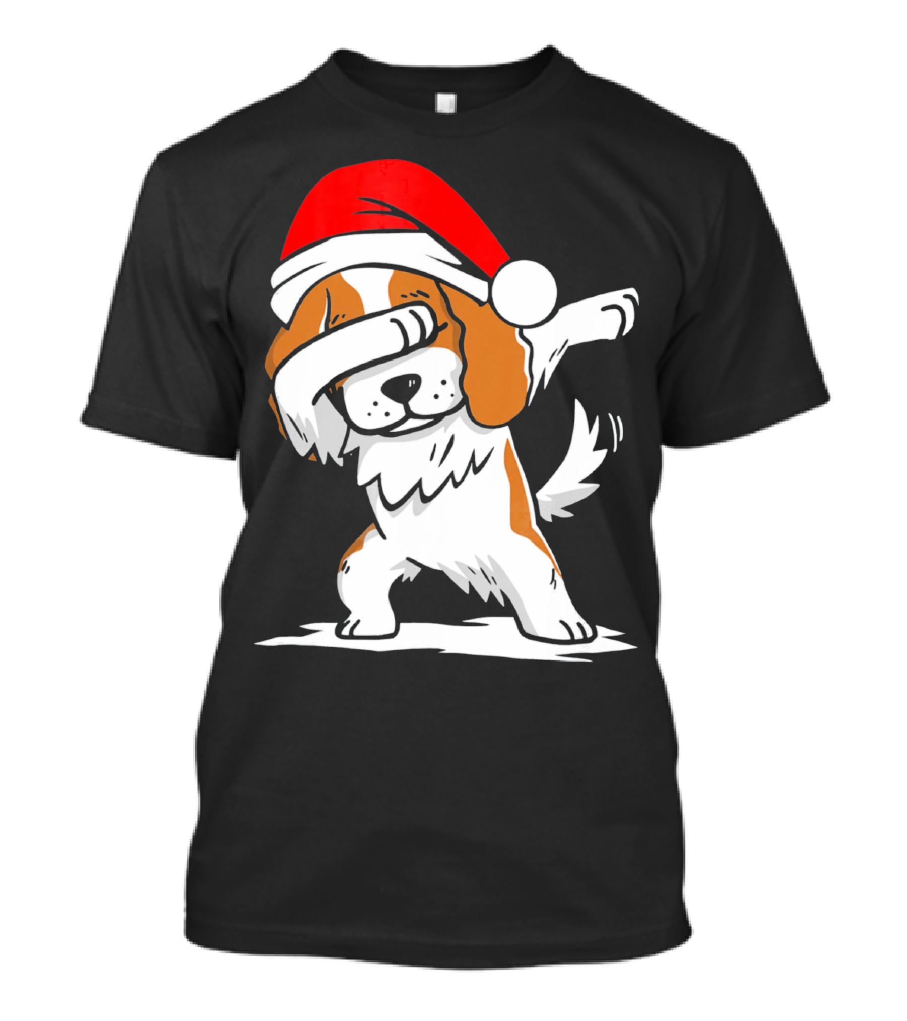 Santa Hat Cavalier Dog Dab Pose T-Shirt