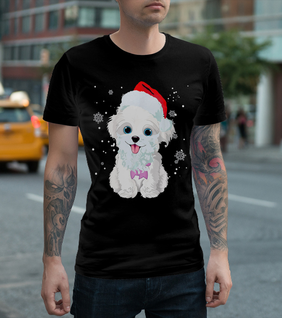 Shih Tzu Owner Ugly Xmas Santa Hat Snowflakes T-Shirt