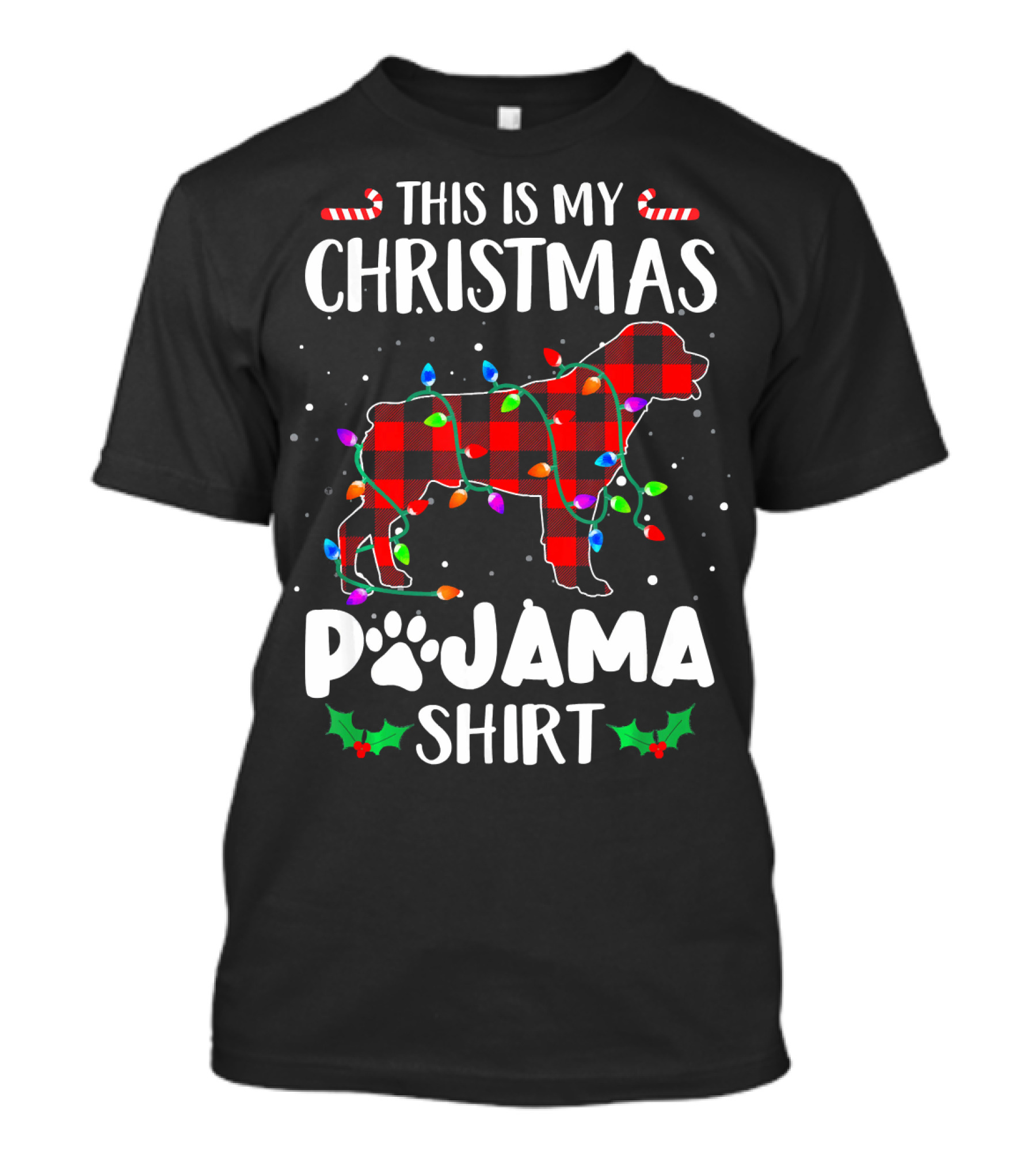 This Is My Christmas Pajama Shirt Rottweiler Plaid Lights T-Shirt