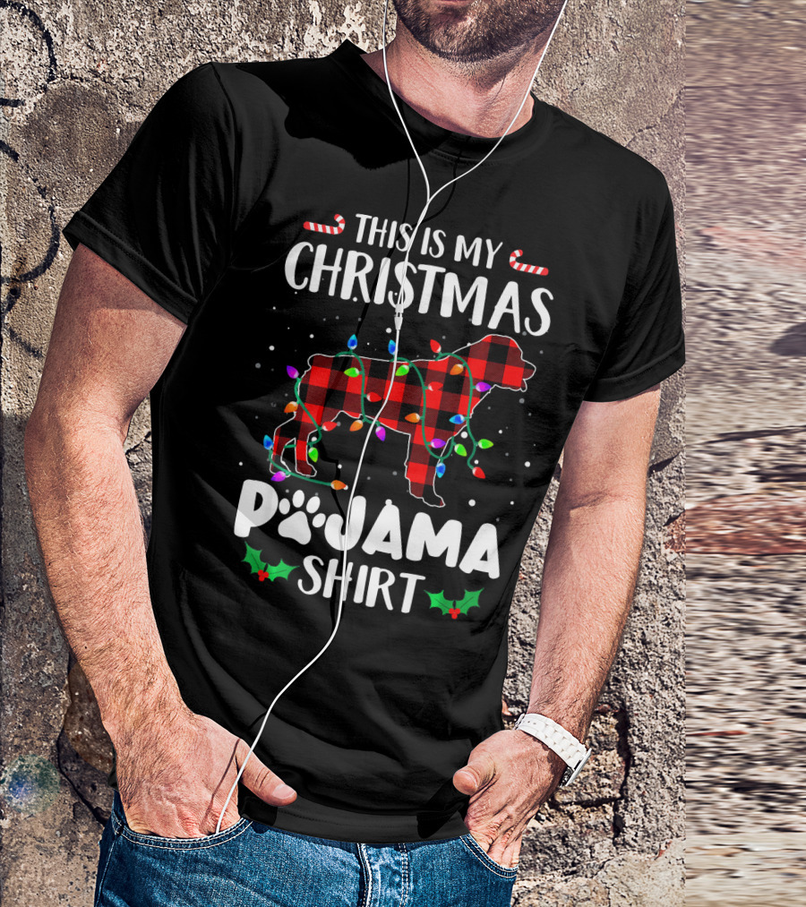 This Is My Christmas Pajama Shirt Rottweiler Plaid Lights T-Shirt