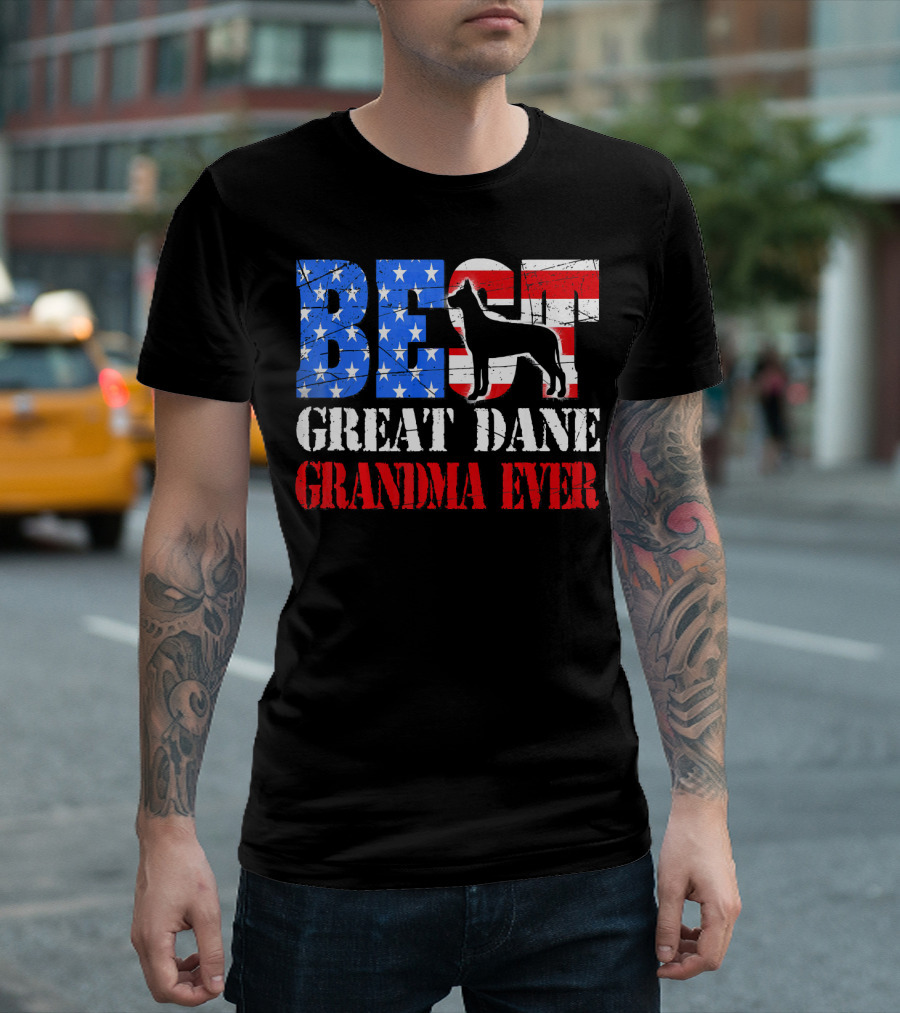 BEST Great Dane Grandma Ever American Flag Dog T-Shirt