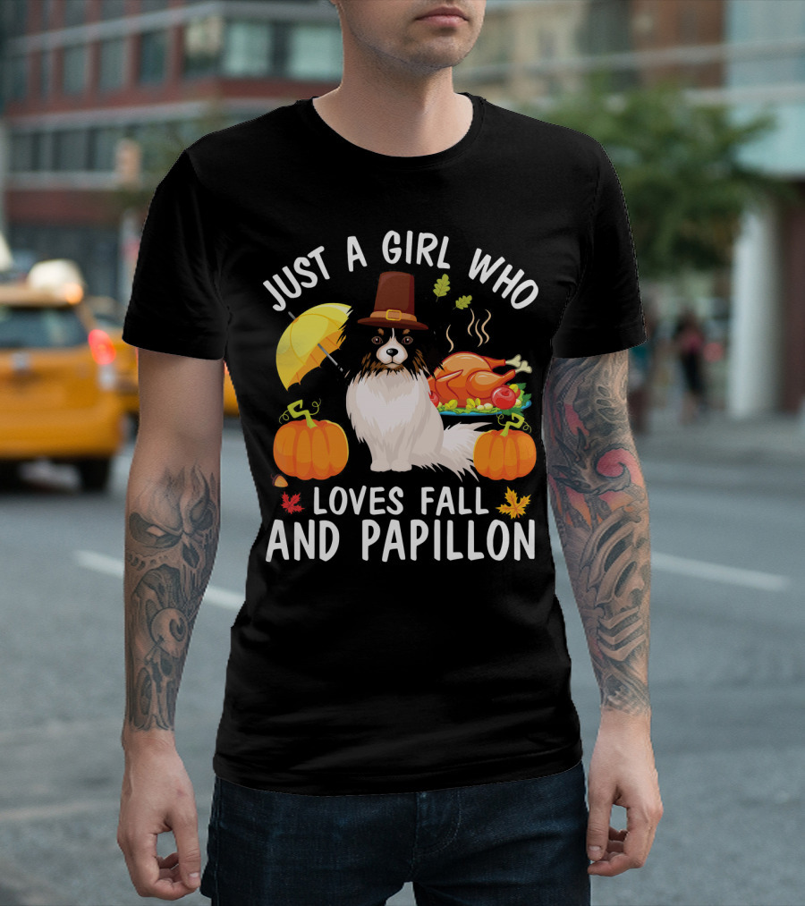 Just A Girl Who Loves Fall And Papillon T-Shirt