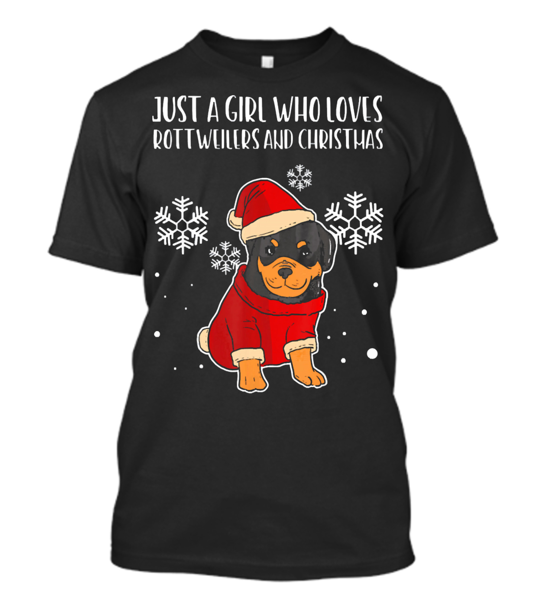 Just A Girl Who Loves Rottweilers And Christmas Santa Doggie T-Shirt