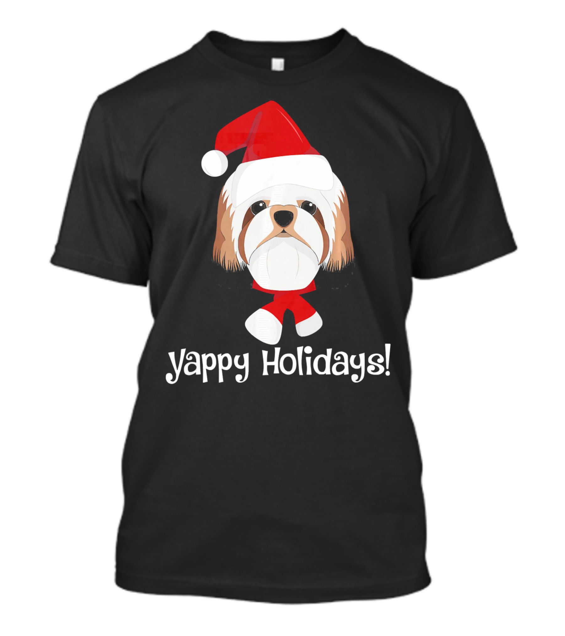 Yappy Holidays Shih Tzu Dog With Santa Hat T-Shirt