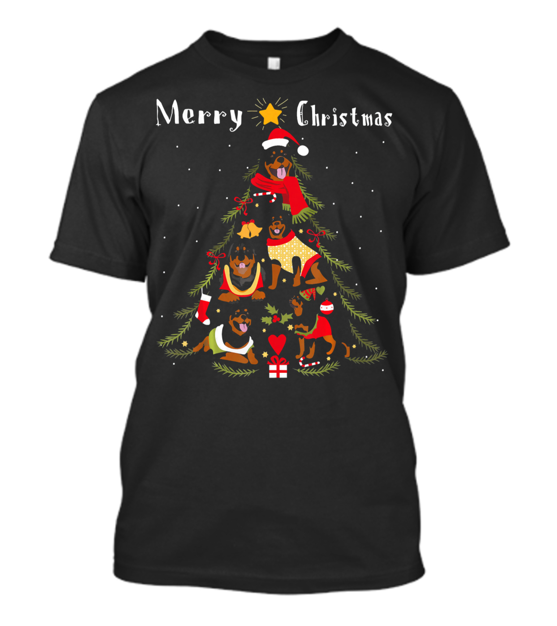 Merry Christmas Rottweiler Tree T-Shirt
