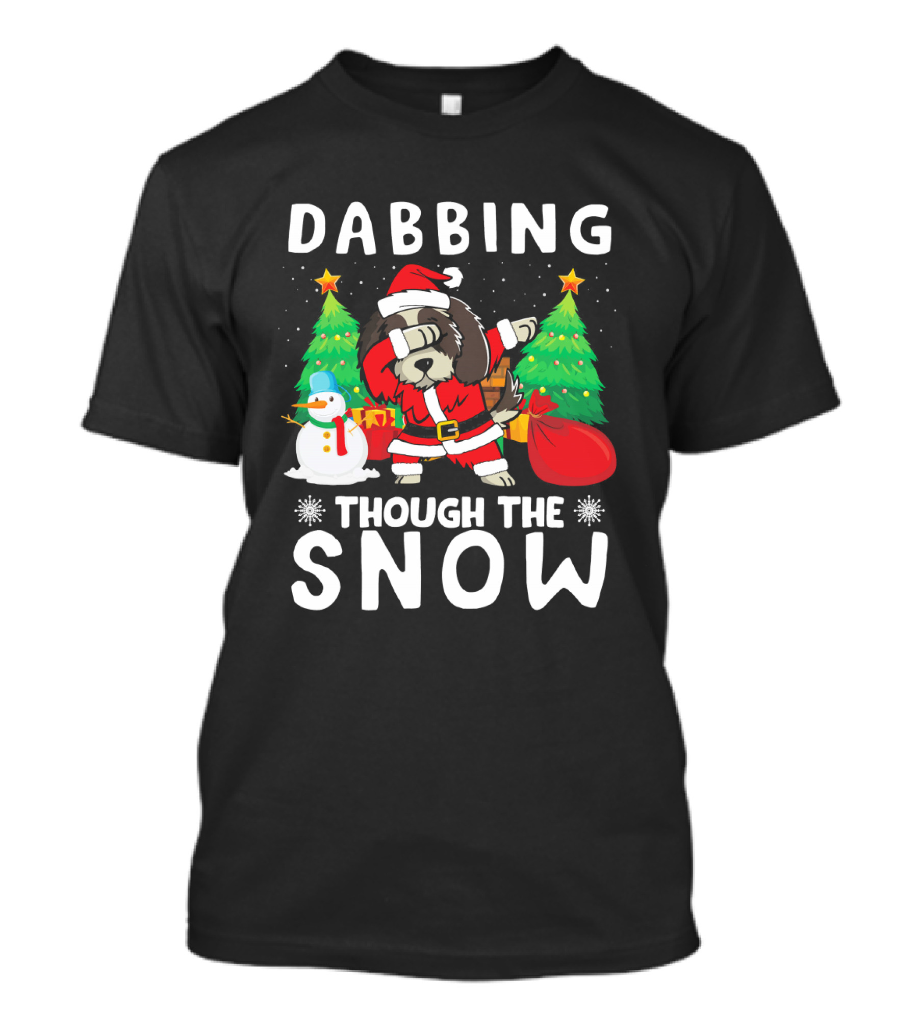 Dabbing Through The Snow Shih Tzu Santa Christmas T-Shirt