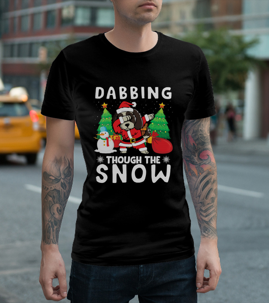 Dabbing Through The Snow Shih Tzu Santa Christmas T-Shirt