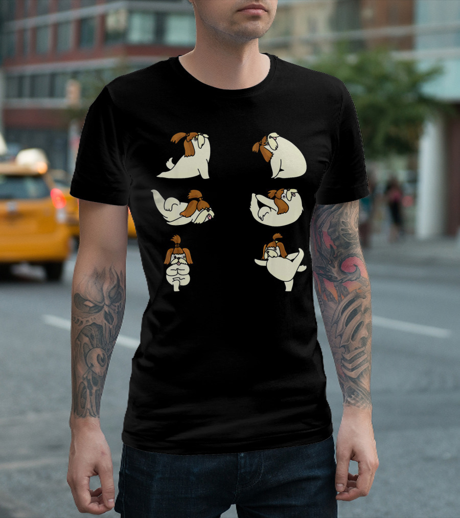 Shih Tzu Yoga Poses with Cute Yoga Animals T-Shirt