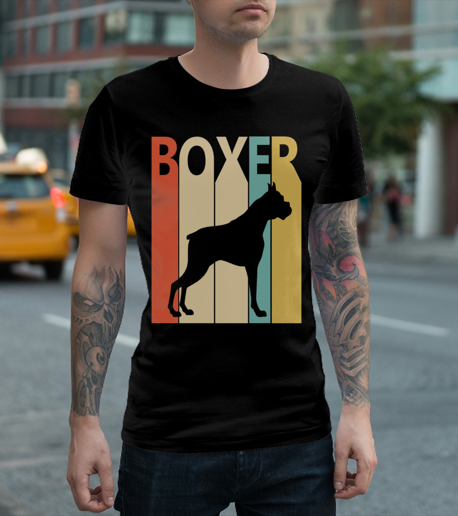 Boxer Silhouette Retro Stripes T-Shirt