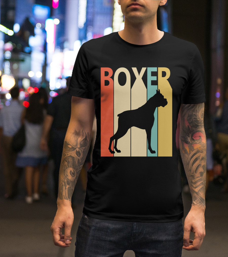 Boxer Silhouette Retro Stripes T-Shirt