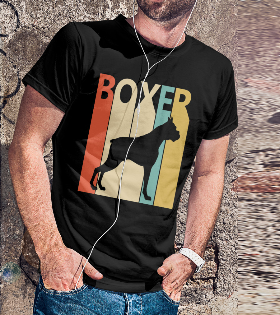 Boxer Silhouette Retro Stripes T-Shirt