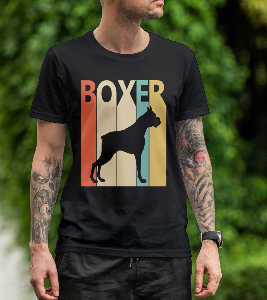 Boxer Silhouette Retro Stripes T-Shirt