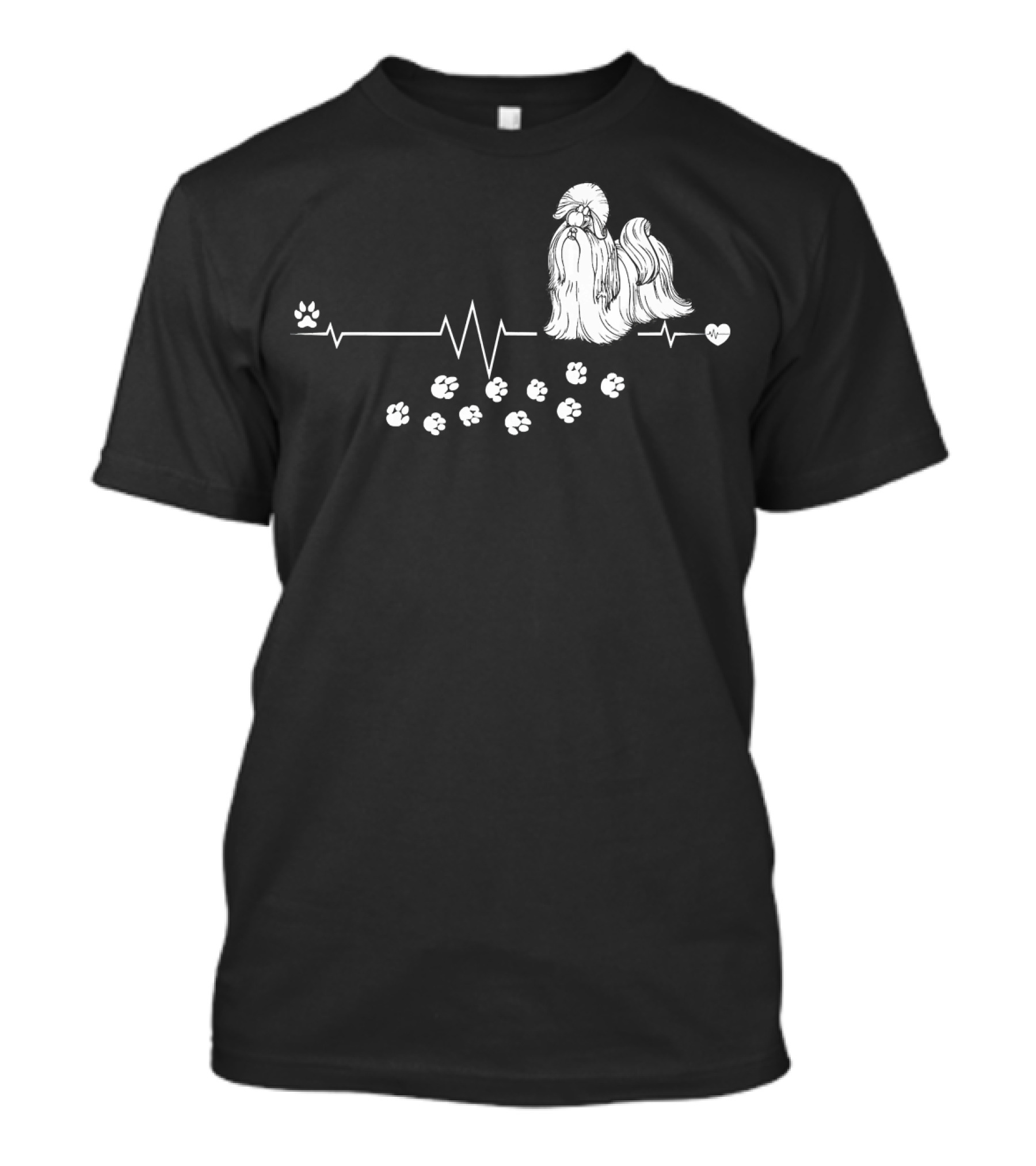 Shih Tzu Dog Heartbeat Paw Prints Breed T-Shirt