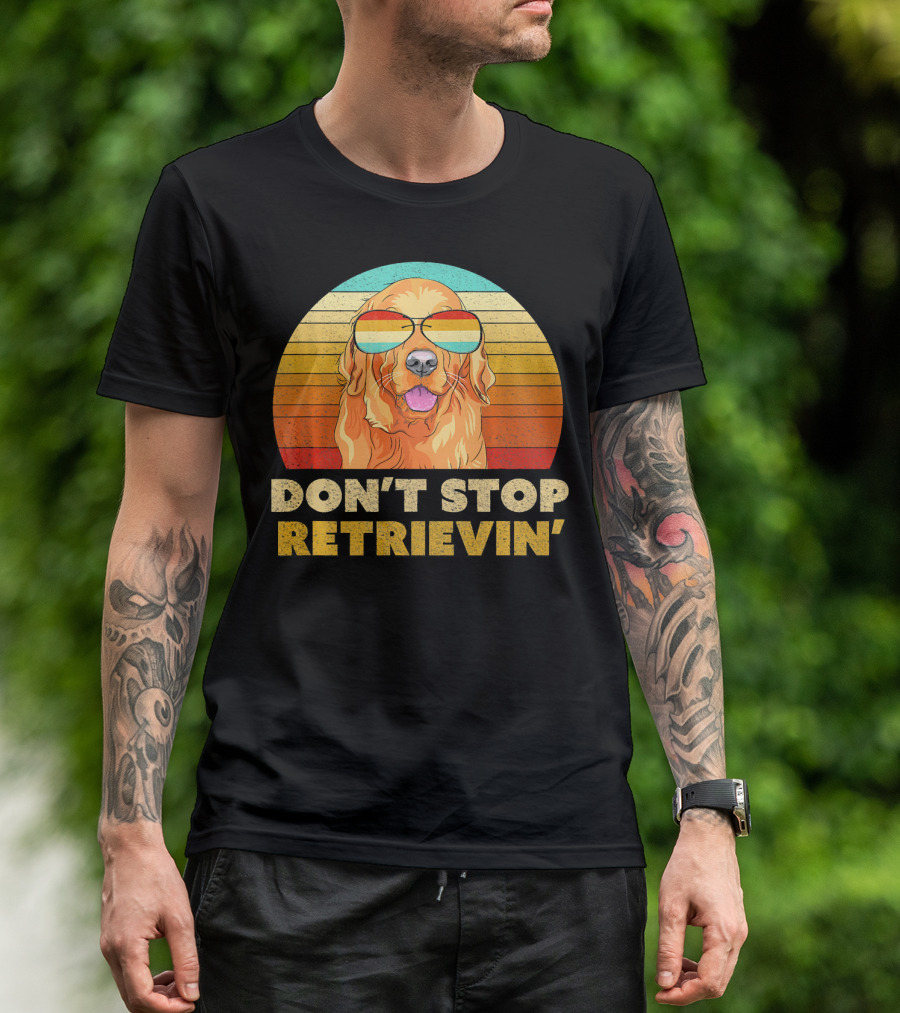 Don't Stop Retrievin Retro Golden Retriever Vintage Sunglasses T-Shirt