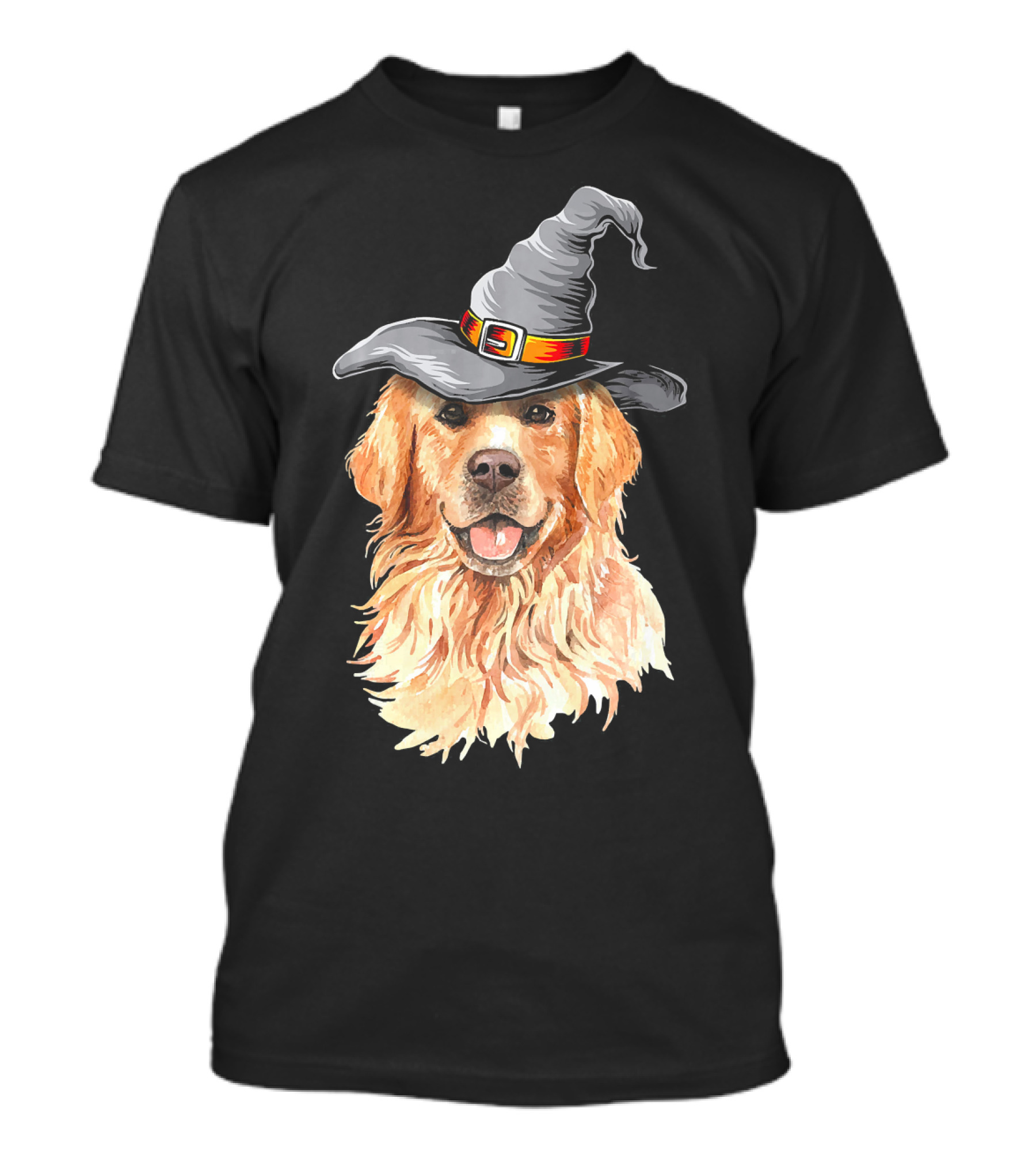 Golden Retriever In Witch Hat Halloween T-Shirt