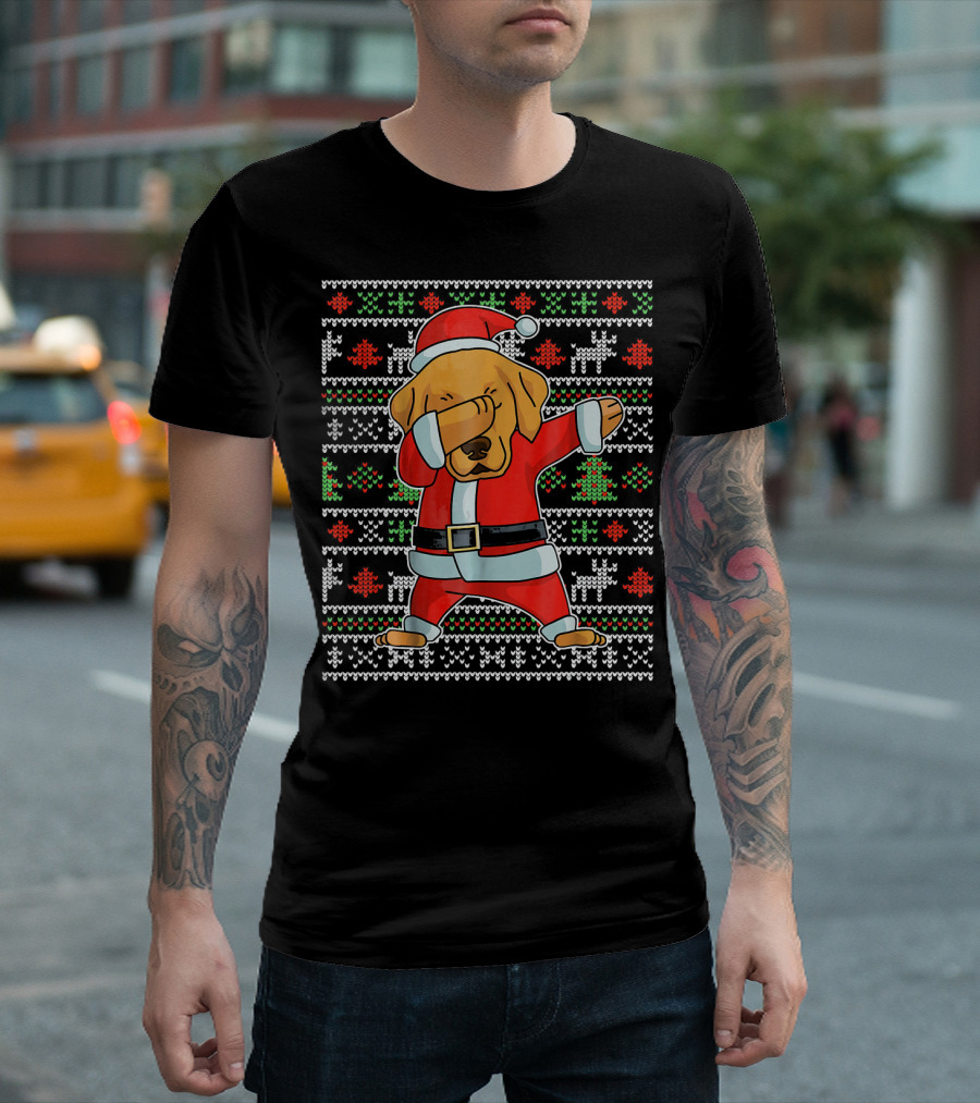 Golden Retriever Dog Christmas Santa Dab Ugly T-Shirt