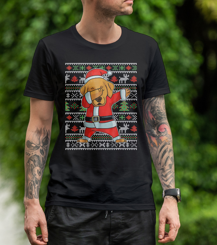 Golden Retriever Dog Christmas Santa Dab Ugly T-Shirt