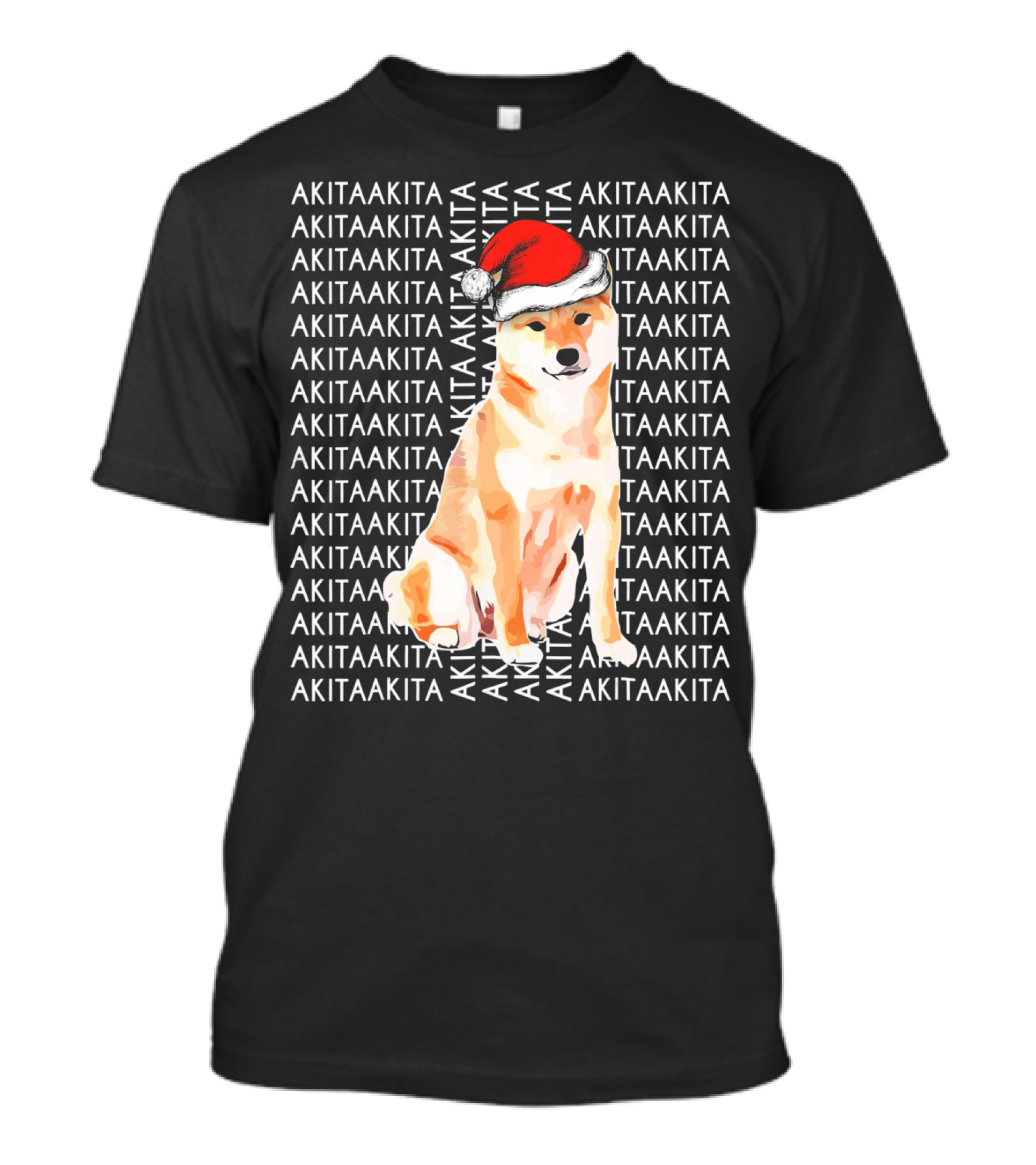 AKITA AKITA AKITA Christmas Santa Hat Funny Christmas For AKITA Lovers T-Shirt