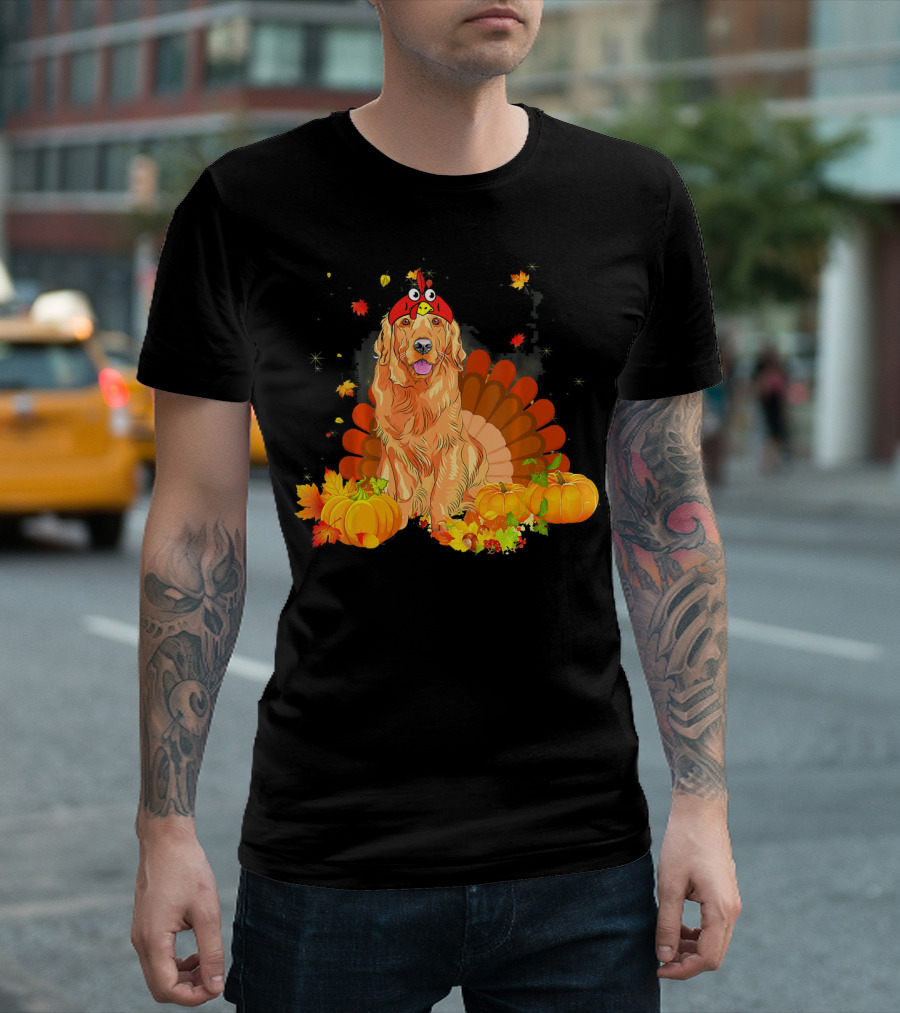 Golden Retriever Funny Turkey Thanksgiving Dog T-Shirt