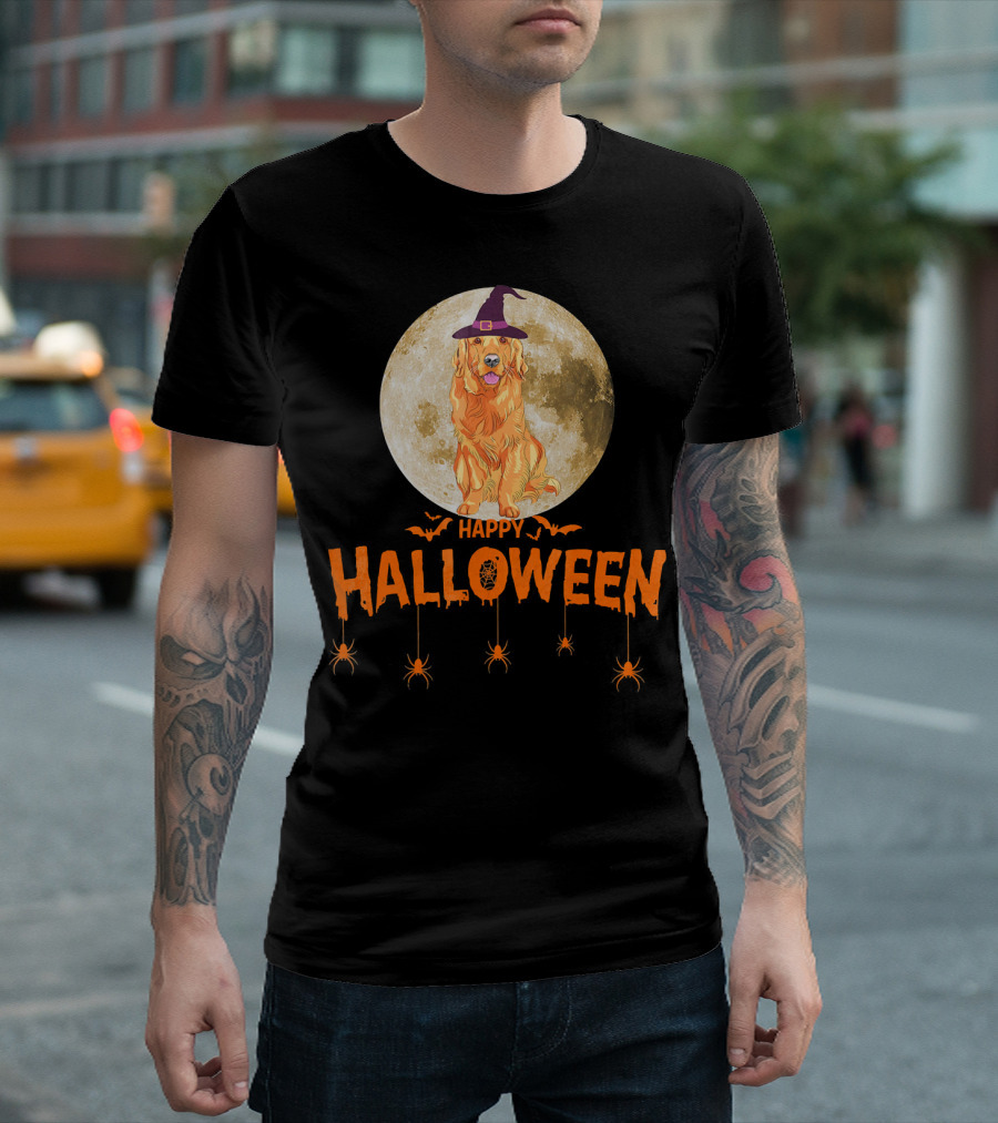 Golden Retriever Halloween Witch Lover Happy Halloween T-Shirt