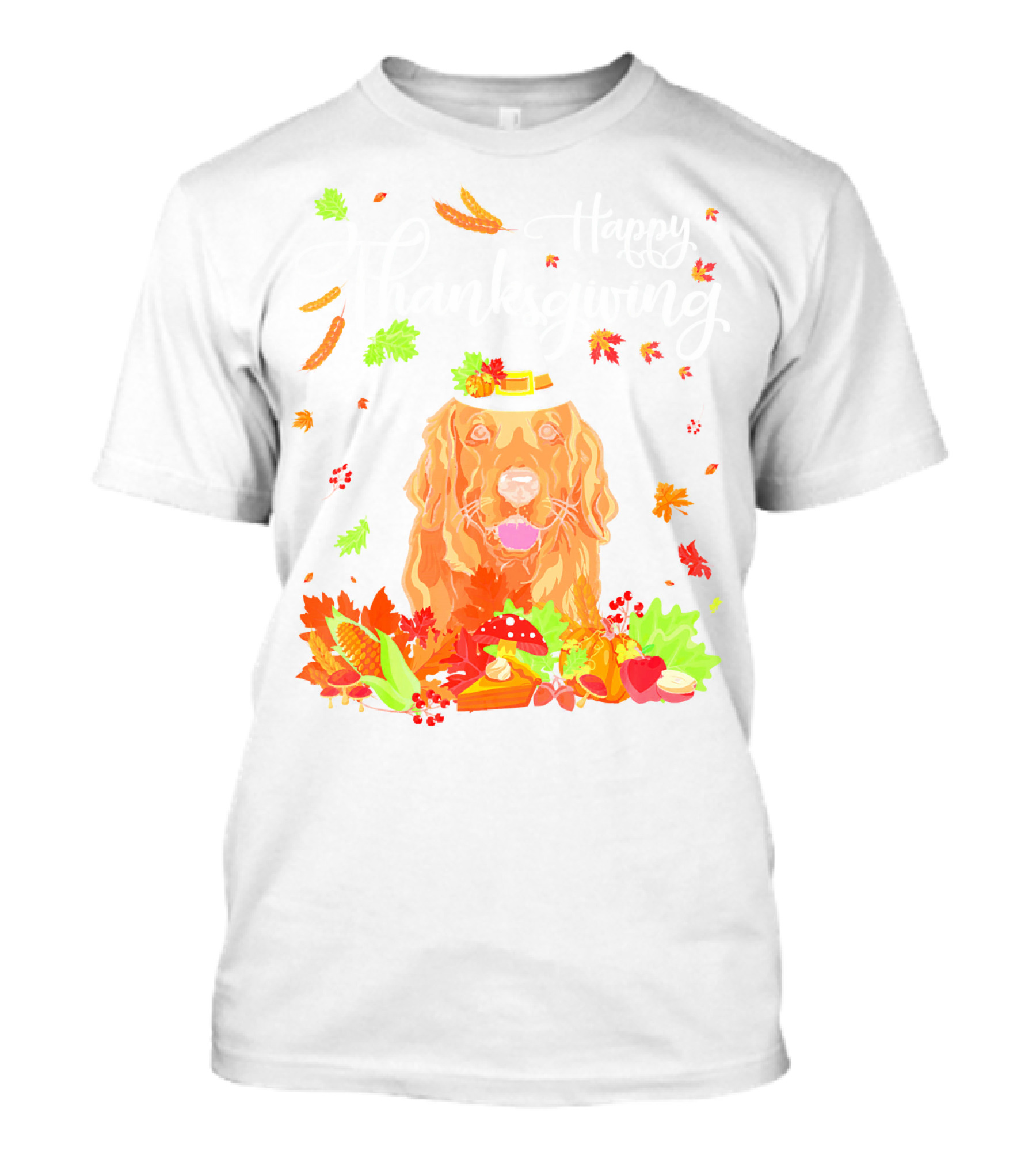 Happy Thanksgiving Golden Retriever Fall Harvest T-Shirt